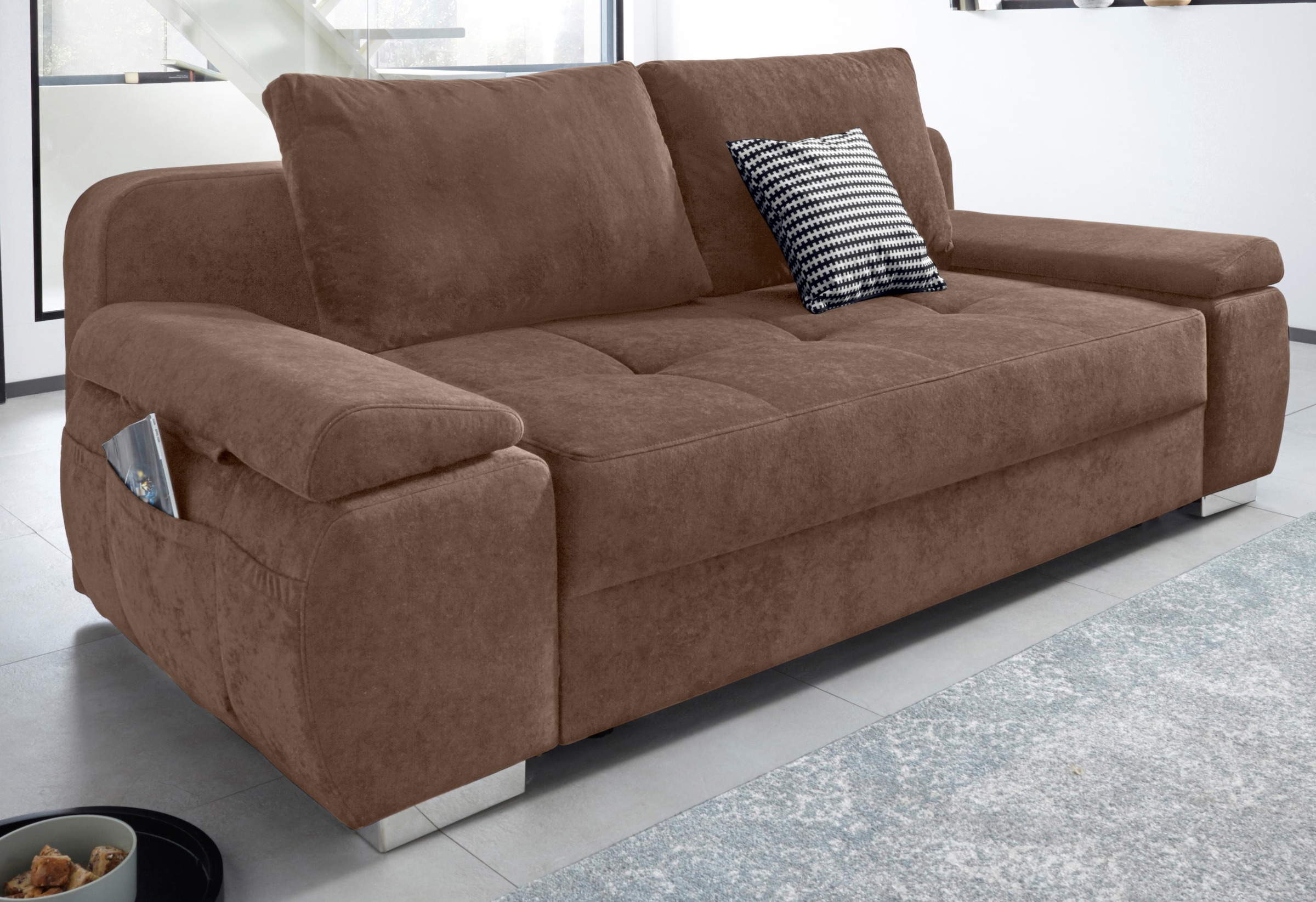 und stellbar, Federkern, Boxspring-Aufbau, im Seitentasche COLLECTION Topper inklusive Raten Schlafsofa, Raum praktischer Bettkasten, für und mit frei Utensilien auf bestellen AB mit Bettfunktion