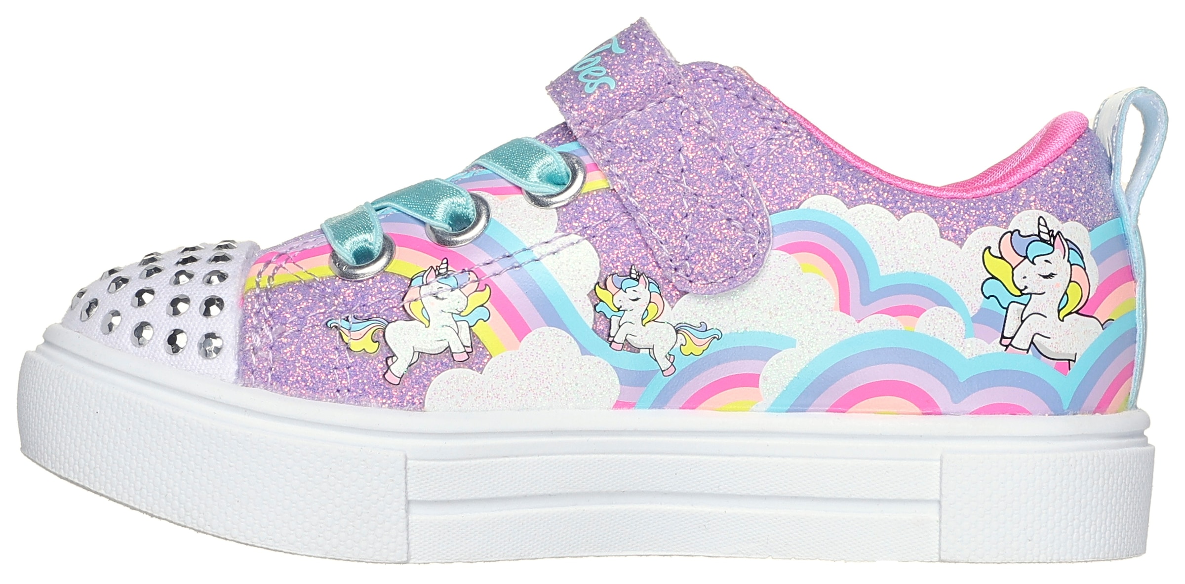 Skechers Lauflernschuh »TWINKLE SPARKS - JUMPIN CLOUDS«, Blink,-Klettschuh mit Nieten, Größenschablone zum Download