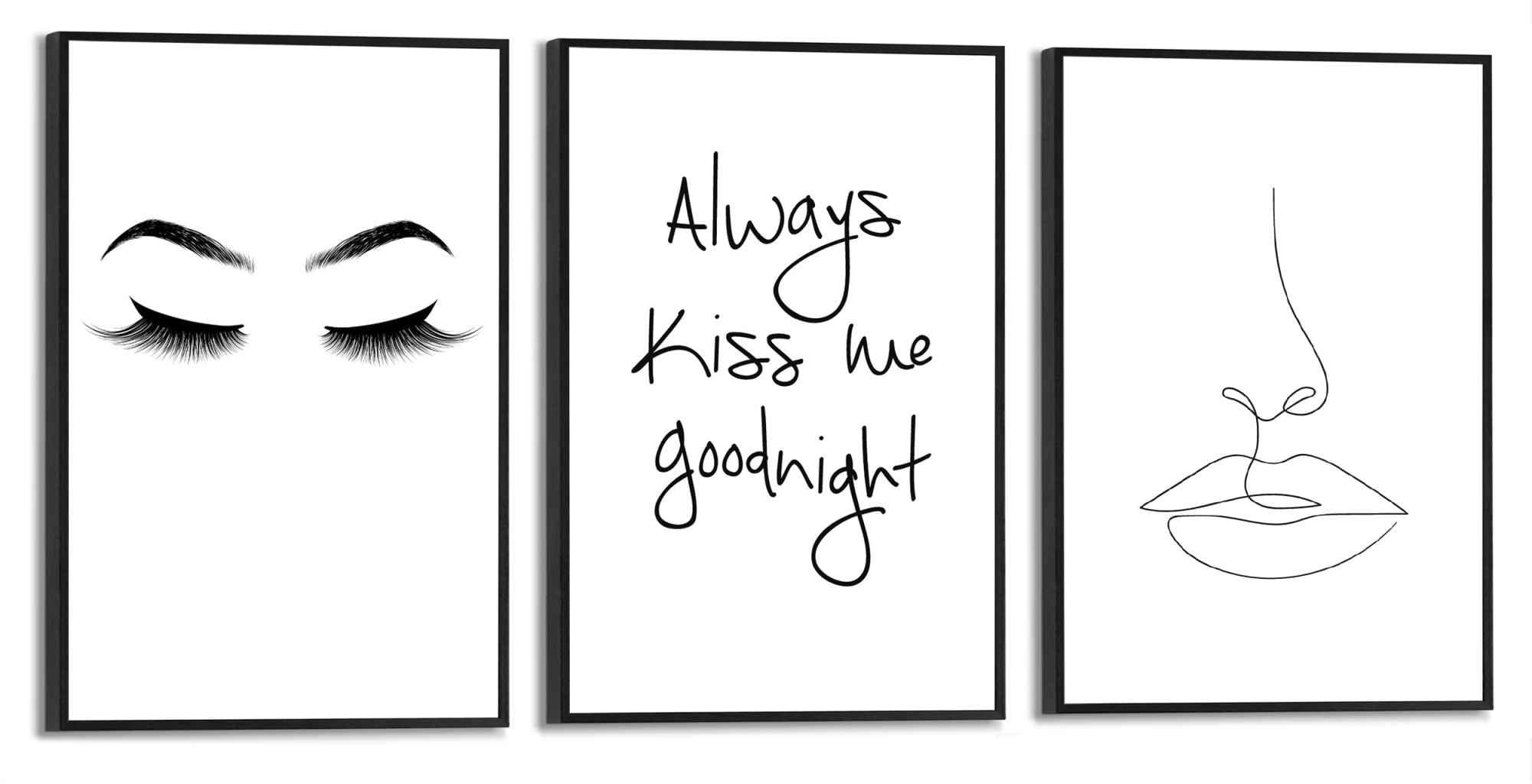 Reinders! Wandbild »Kuss Linienzeichnung Frau«, auf - Modern - (3 Zitat Illustration Rechnung - St.) - bestellen