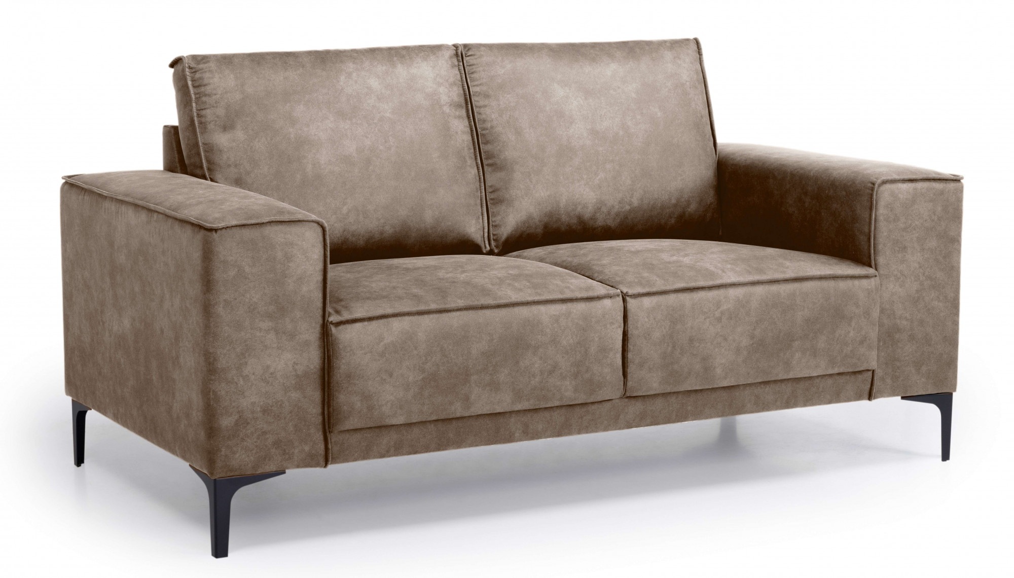 Places of Style 2-Sitzer »Kompaktsofa Oland, Struktur, Flachgewebe, Luxus-Microfaser, Boucle«, 164 cm, Wellenunterfederung, Skandi-Design, Metallfüße