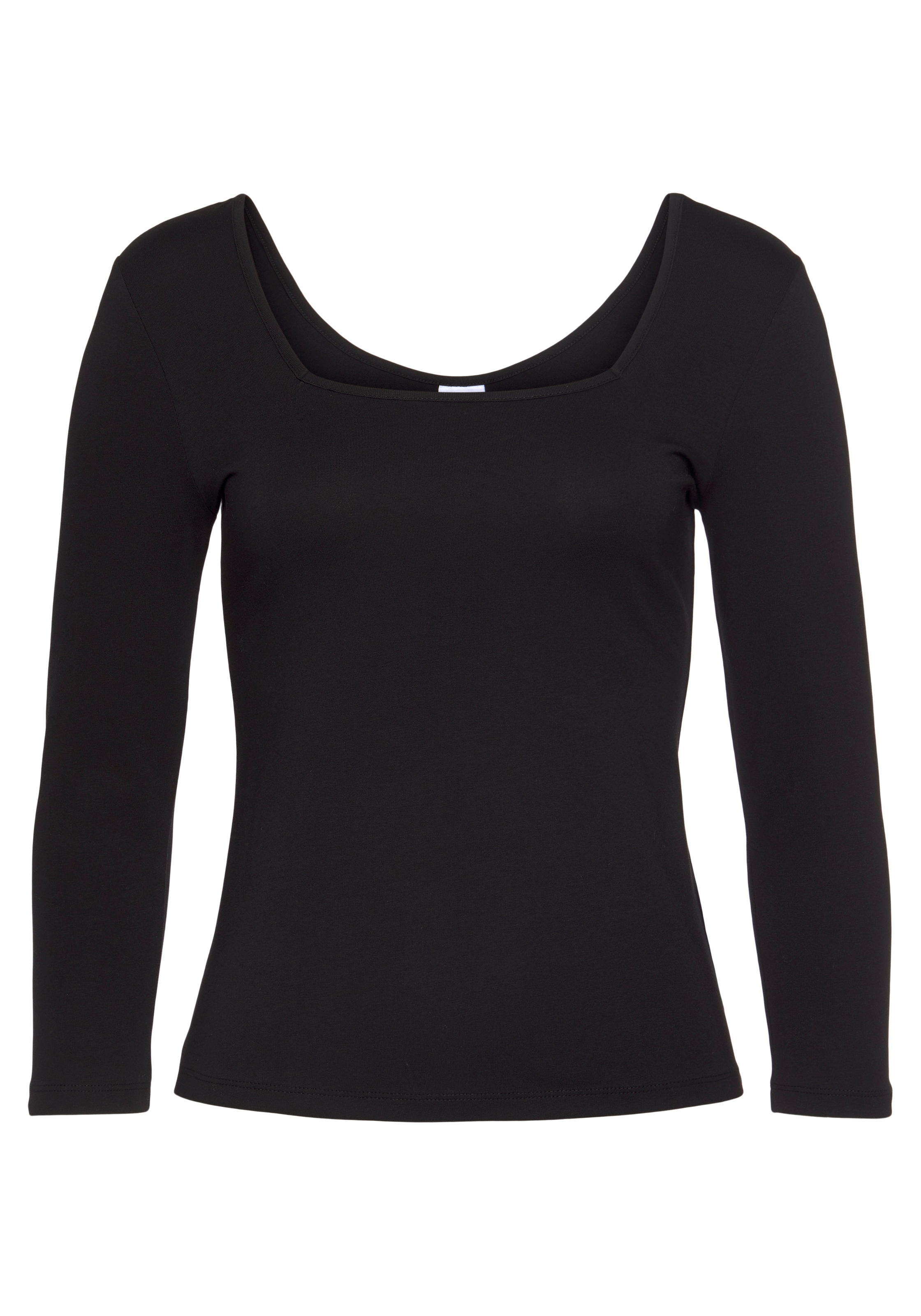 LASCANA Langarmshirt, mit modischem Karree-Ausschnitt, Longsleeve aus Baumwolle, Basic