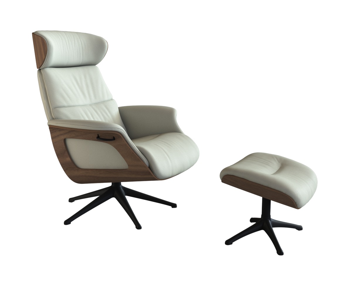 FLEXLUX Relaxsessel »Clement Relaxstuhl, Polstersessel, Liegesessel, TV-Sessel,«, Rücken- & Kopfteilverstellung, Drehbar, Armlehne Walnuss, Fuß Schwarz