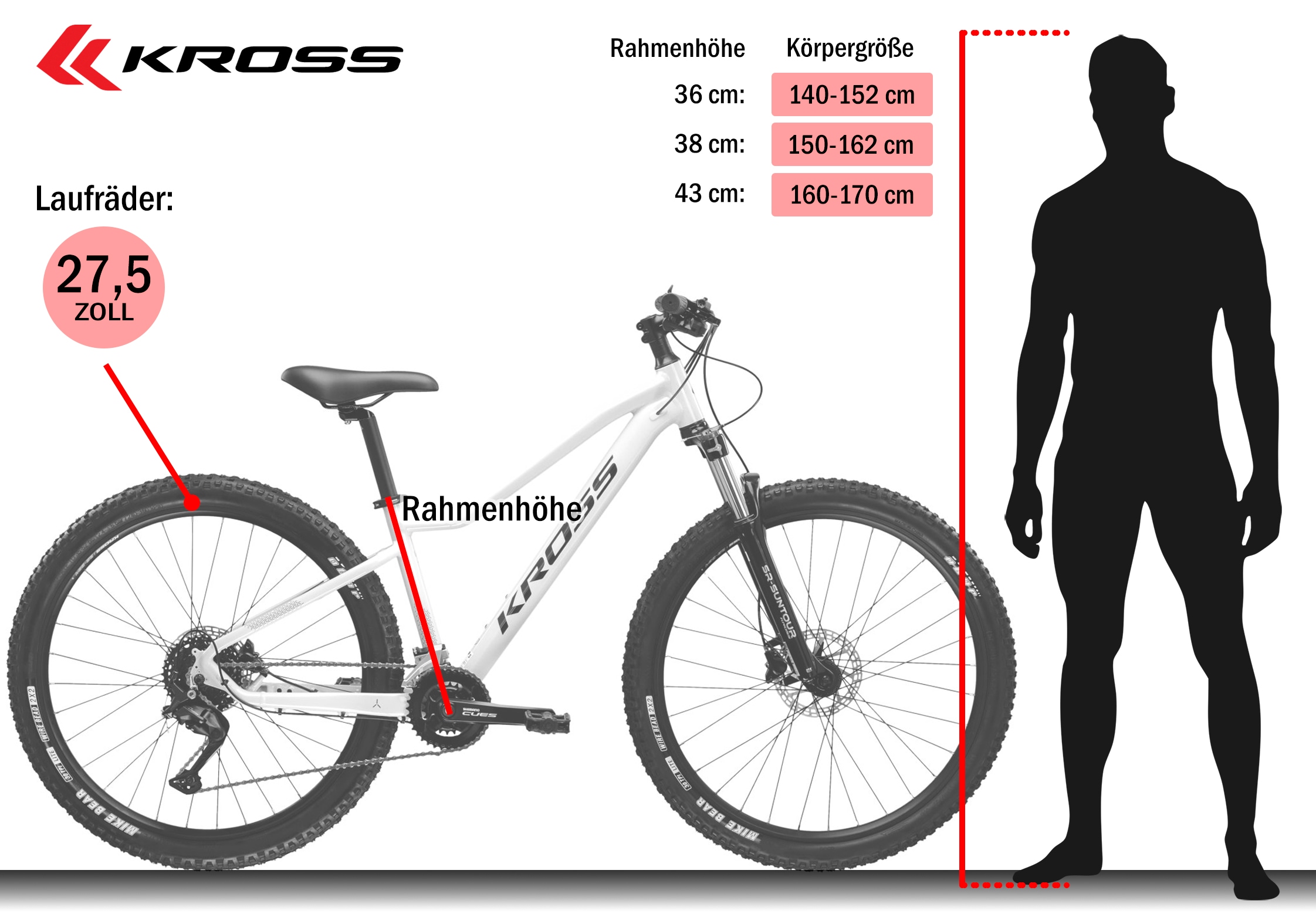 Kross Mountainbike »Damen Hardtail Lea 5.0« 16 Gang Shimano CUES U3020 Schaltwerk Kettenschaltung