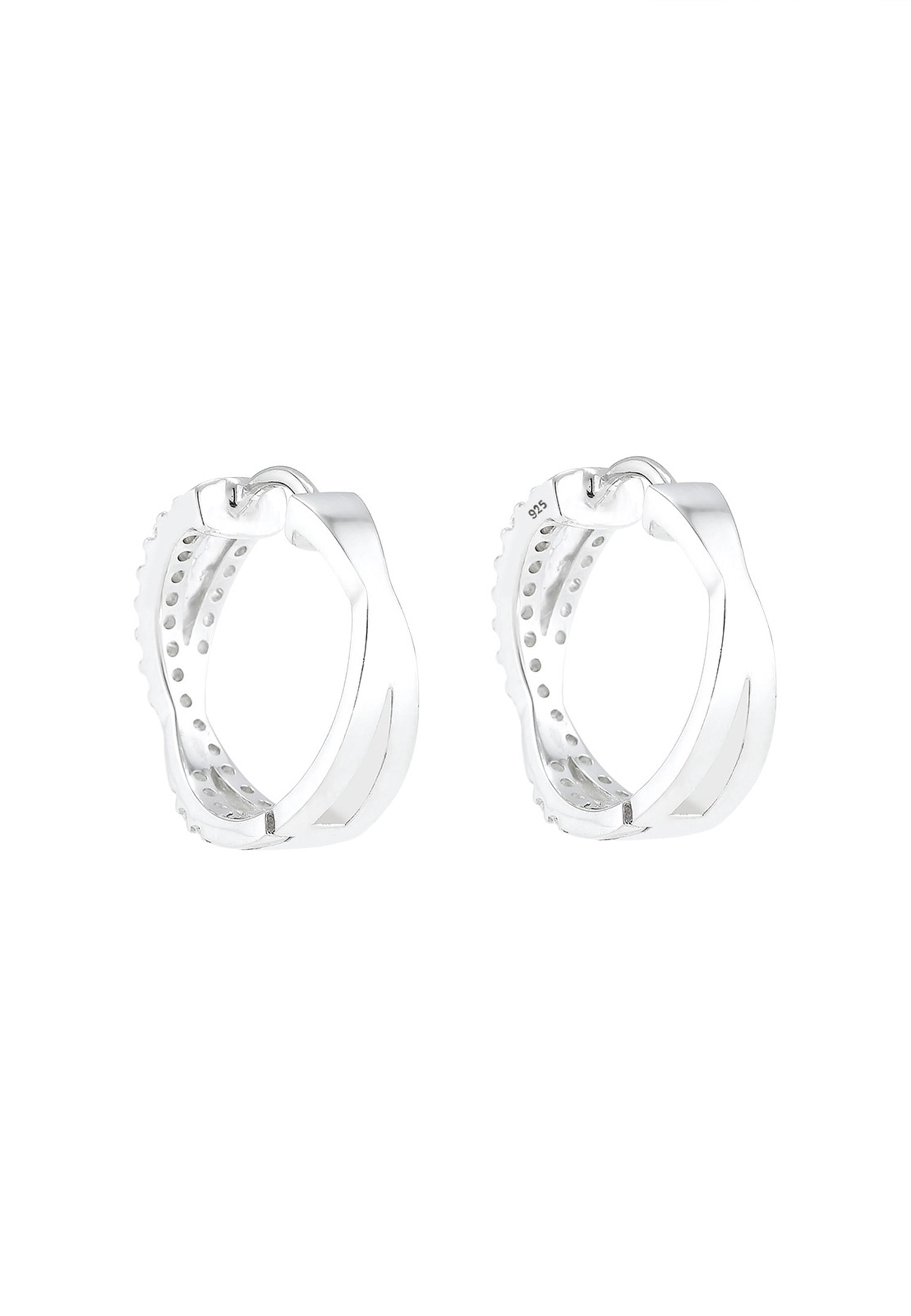 Elli Premium Paar Creolen »Ohrringe Creolen Zirkonia Weiß 925 Sterling Silber«