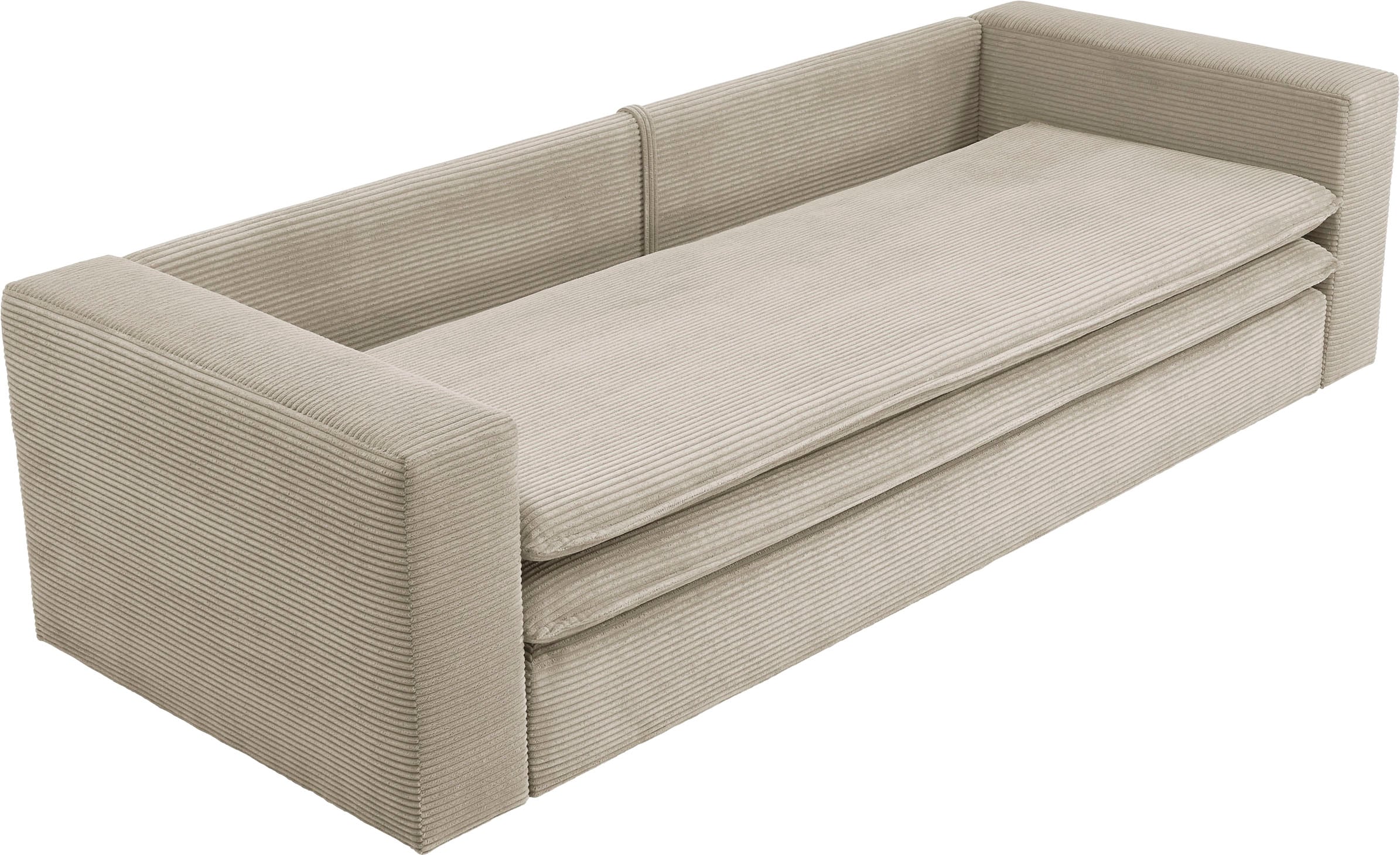 Places of Style 3-Sitzer »PIAGGE«, Cord-Bezug - mit Bettfunktion und Bettkasten, mit praktischem Topper