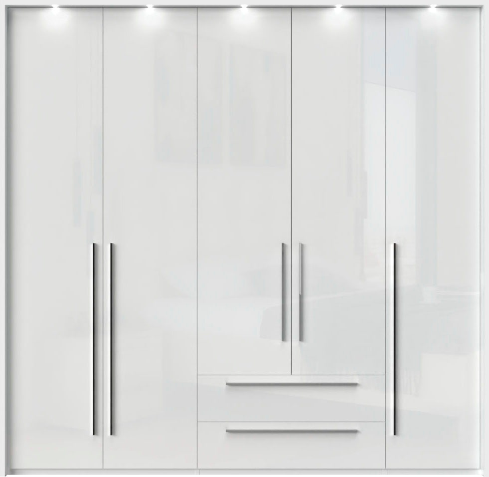 Places of Style Drehtürenschrank »Piano«, weiß, verschiedene Breiten mit 2 Schubladen, inklusive Beleuchtung