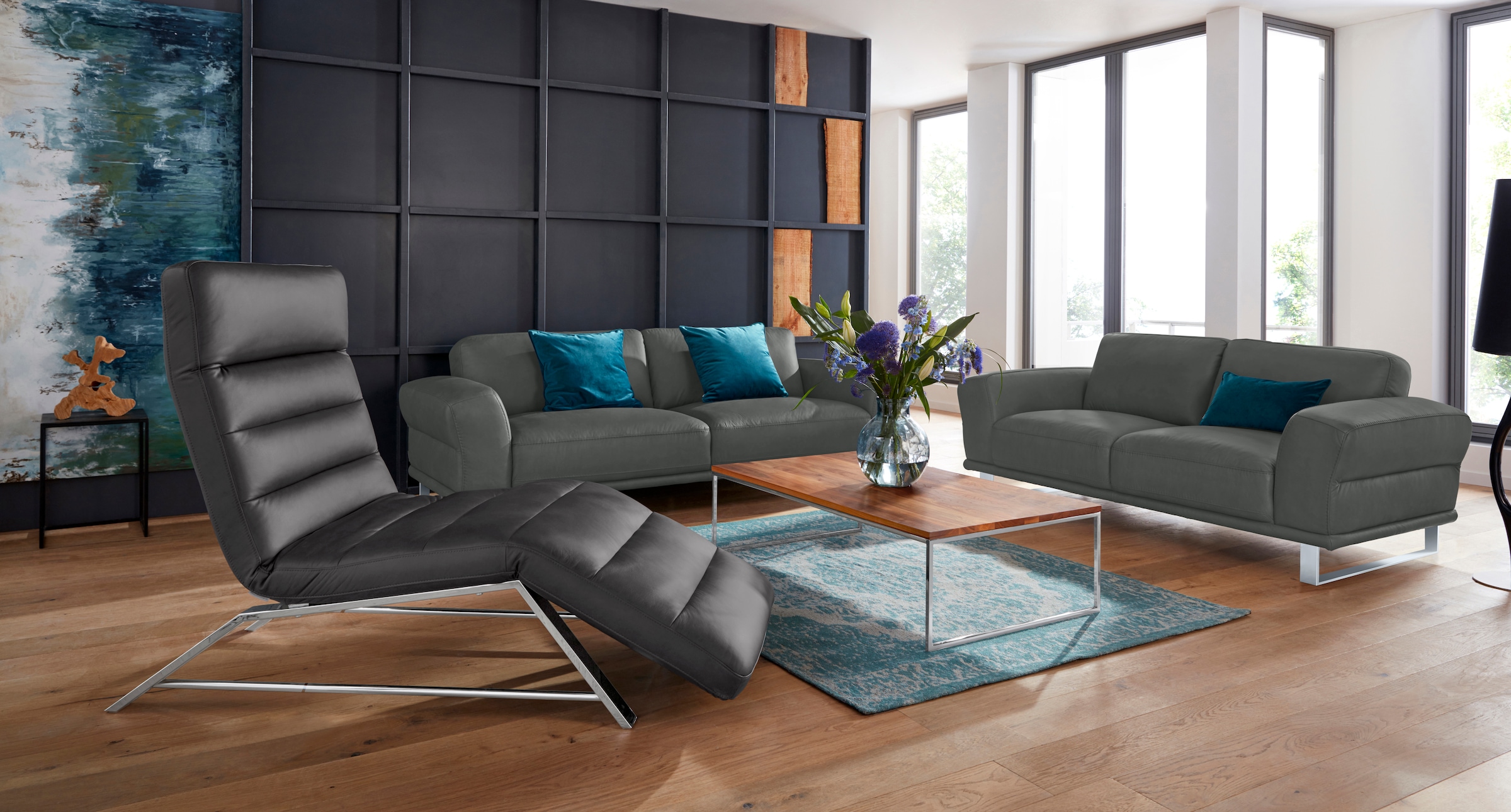 W.SCHILLIG 2,5-Sitzer »montanaa«, mit Metallkufen in Silber matt, Breite 232 cm