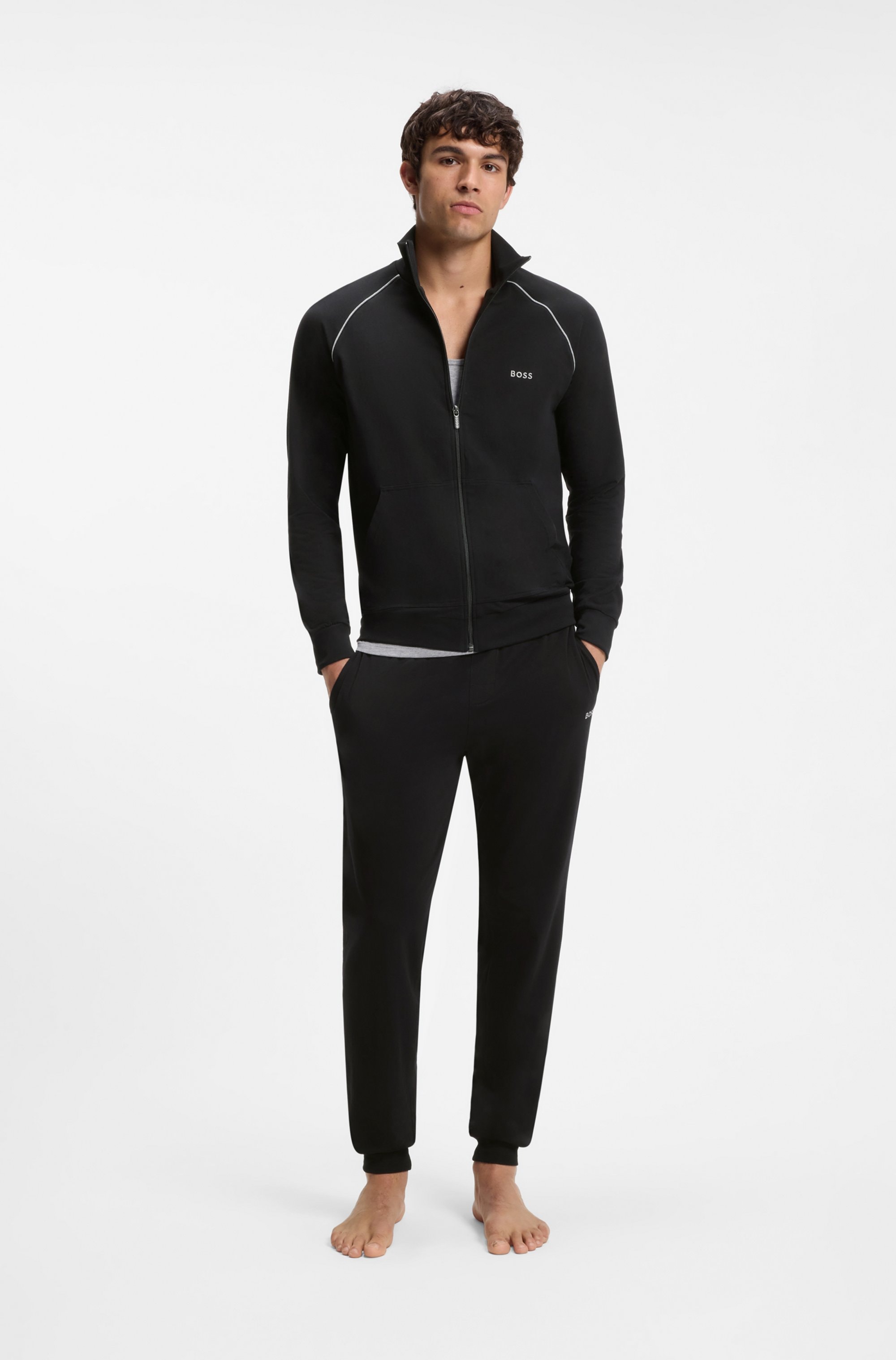 BOSS Sweatjacke »Mix&Match Jacket Z« mit Kontrastnaht am Ärmel