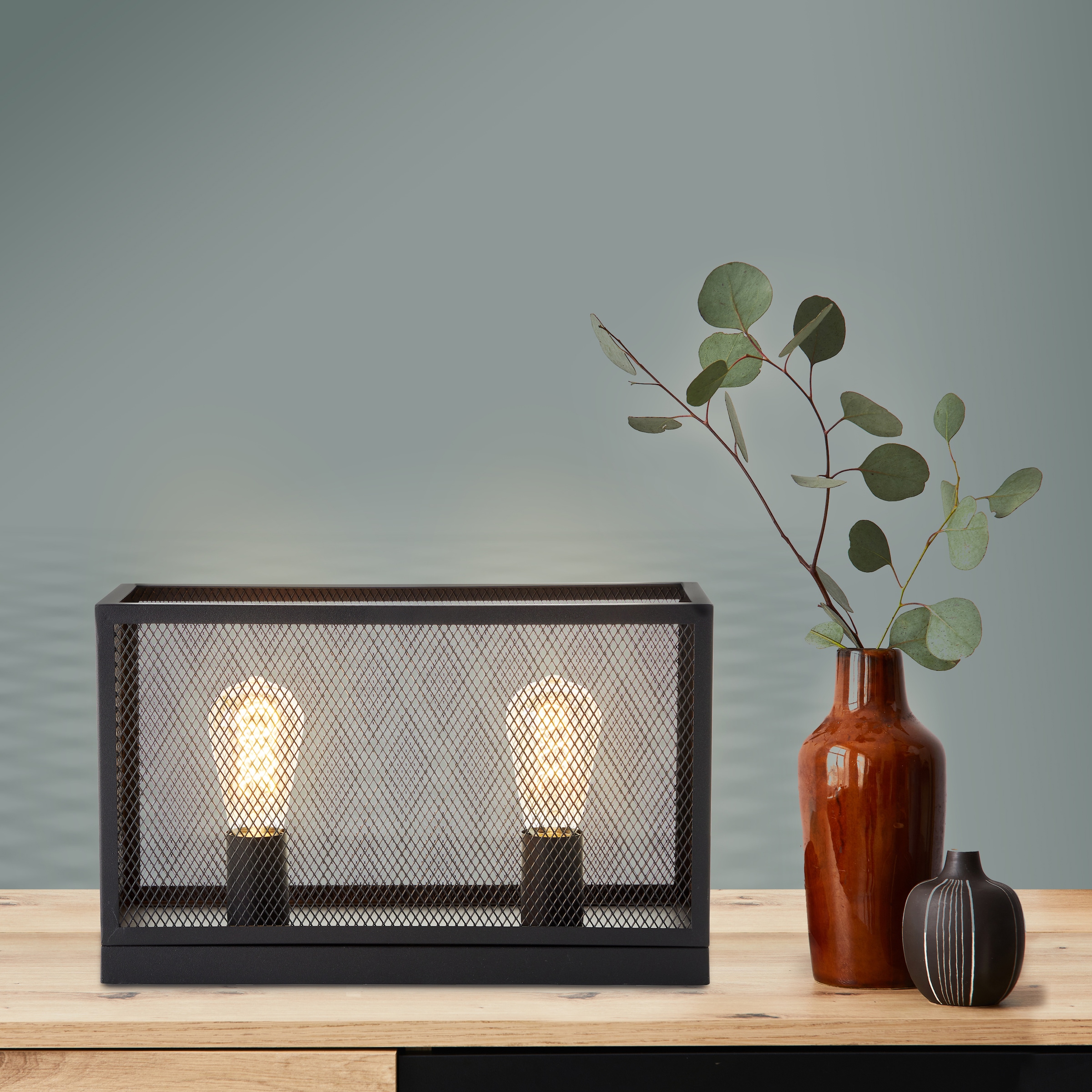 Brilliant Tischleuchte »Maze« E27 1 Stk. 26 x 15 x 40 cm, 2 x E27, Metall, schwarz korund