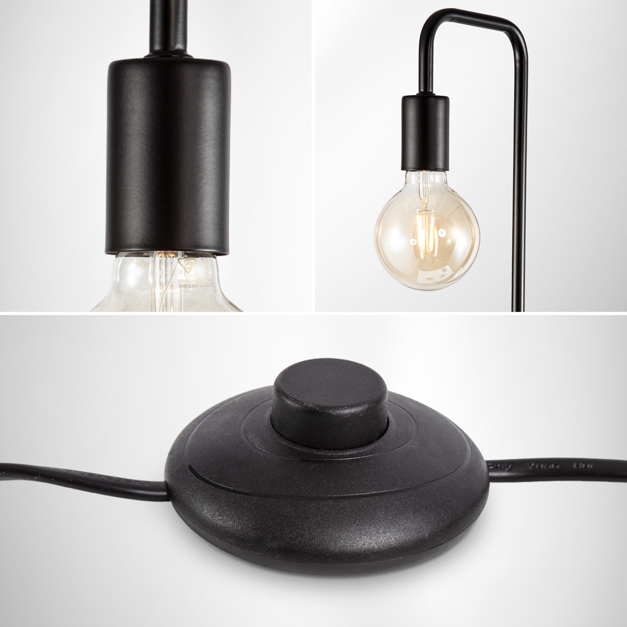 Garantie E27 XXL Stehlampe, für B.K.Licht Kabelschalter Metall, Inkl. Leuchtmittel, mit 3 | Leuchtmittel Jahren schwarz, Ohne kaufen Fassung, online