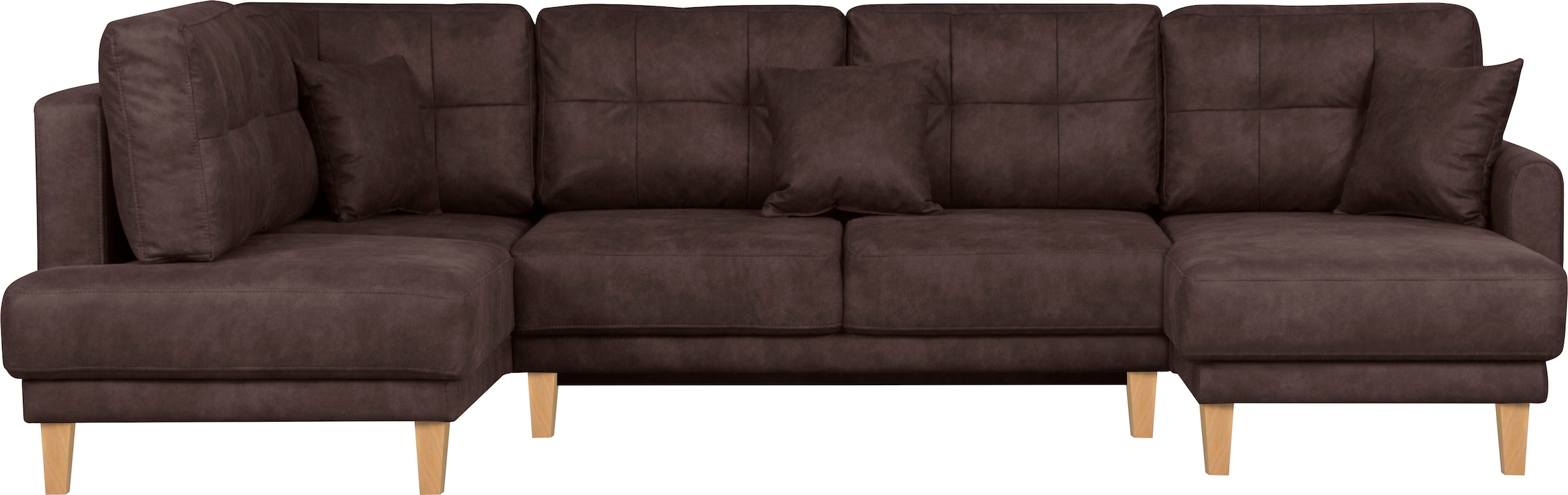 Home affaire Wohnlandschaft »TRIPLO U-Form wahlweise mit Schlaffunktion, B/T/H: 310/192/90 cm«, Schlafsofa, auch mit Bettkasten, Steppung im Rückenkissen