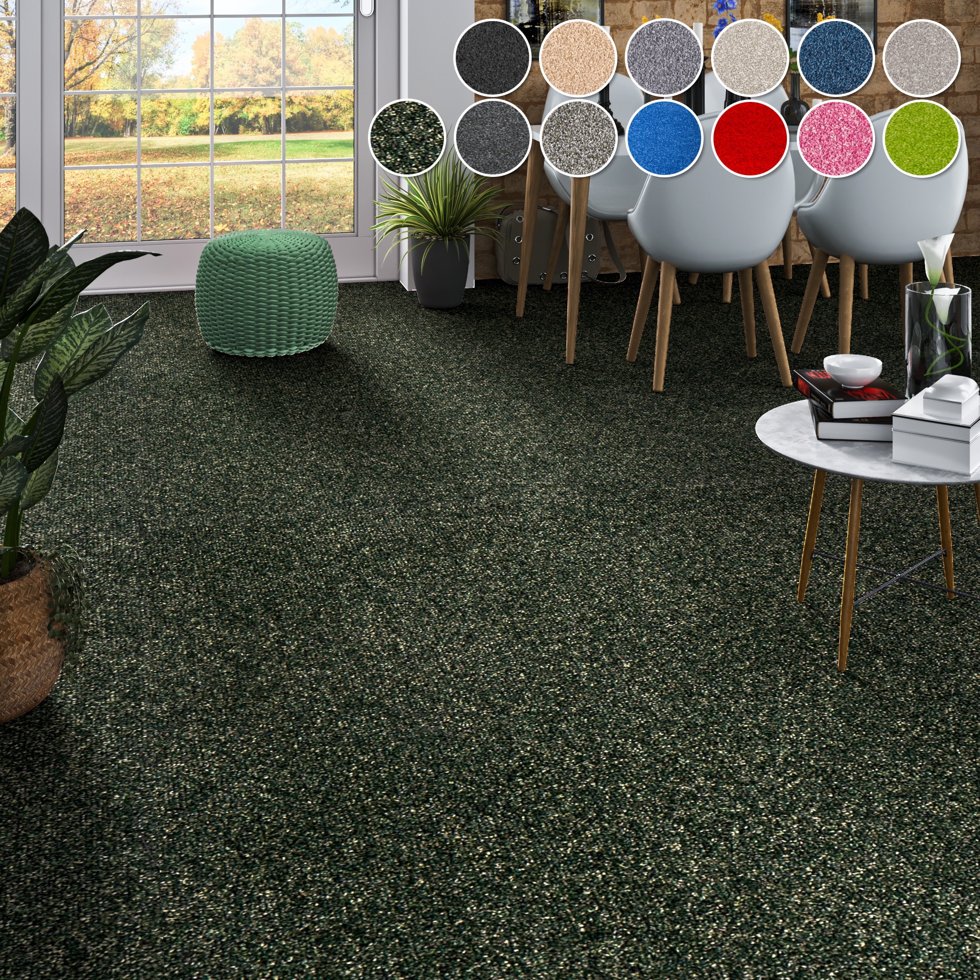 OTTO home Teppichboden "Zephyra, Schlinge, Gesamthöhe 8 mm, Made in Netherlands" rechteckig Uni Farben, Breite 400 cm, strapazierfähig, Wohnzimmer, Schlafzimmer