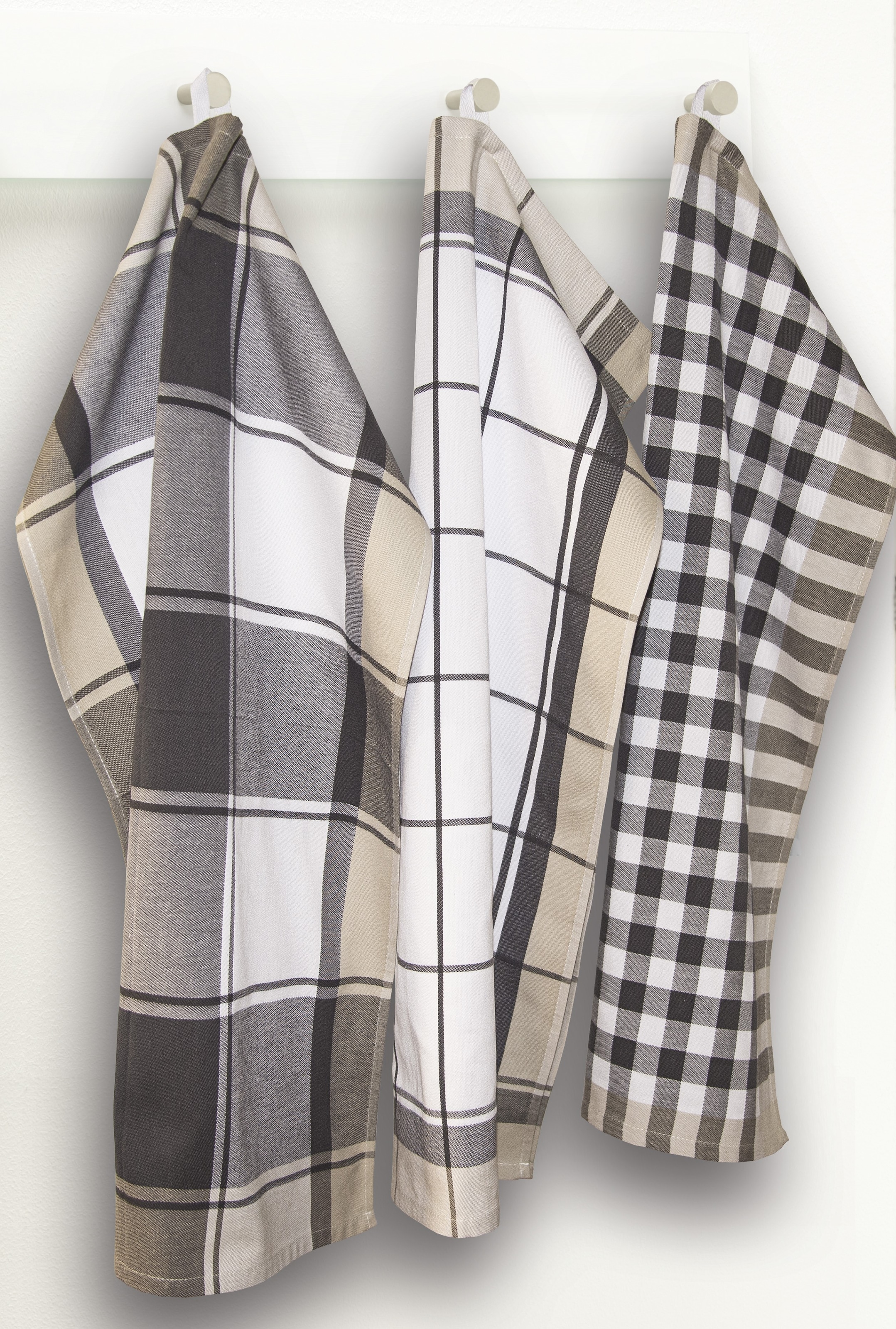 Dyckhoff Geschirrtuch »KARO, Maße je Tuch ca. 50x70 cm, aus 100% Baumwolle« mit drei verschiedenen Motiven