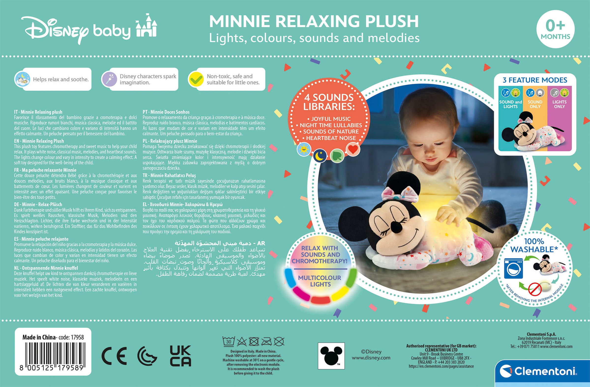 Clementoni® Plüschfigur »Disney Baby, Schlafende Baby Minnie«, mit Licht und Sound; Made in Europe