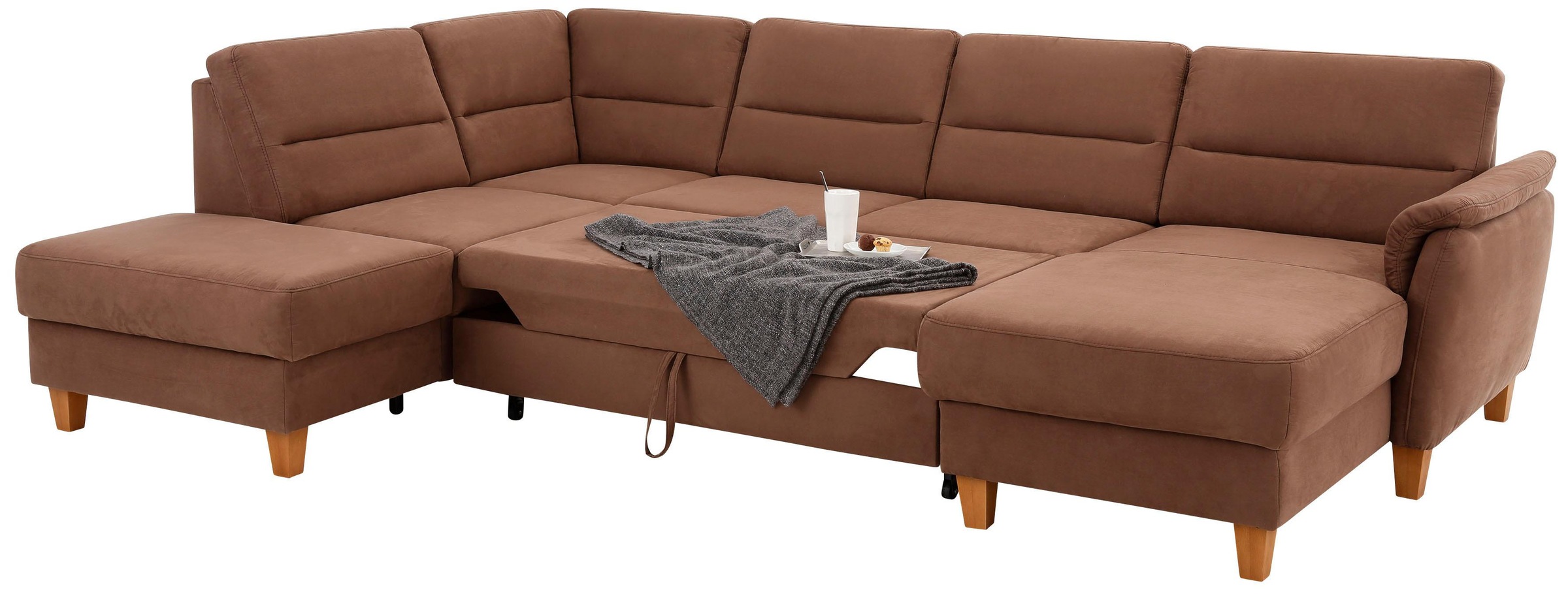 Home affaire Wohnlandschaft »Palmera U-Form«, Federkern, wahlweise mit Bettfunktion und mit/ohne Stauraum