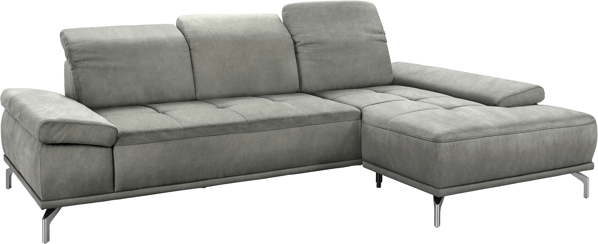 OTTO home Ecksofa »Caluna, L-Form, B:280cm, Federkern, in Stoff und Leder« Inkl.Sitztiefenverstellung, wahlweise mit Kopf- und Armteilverstellung