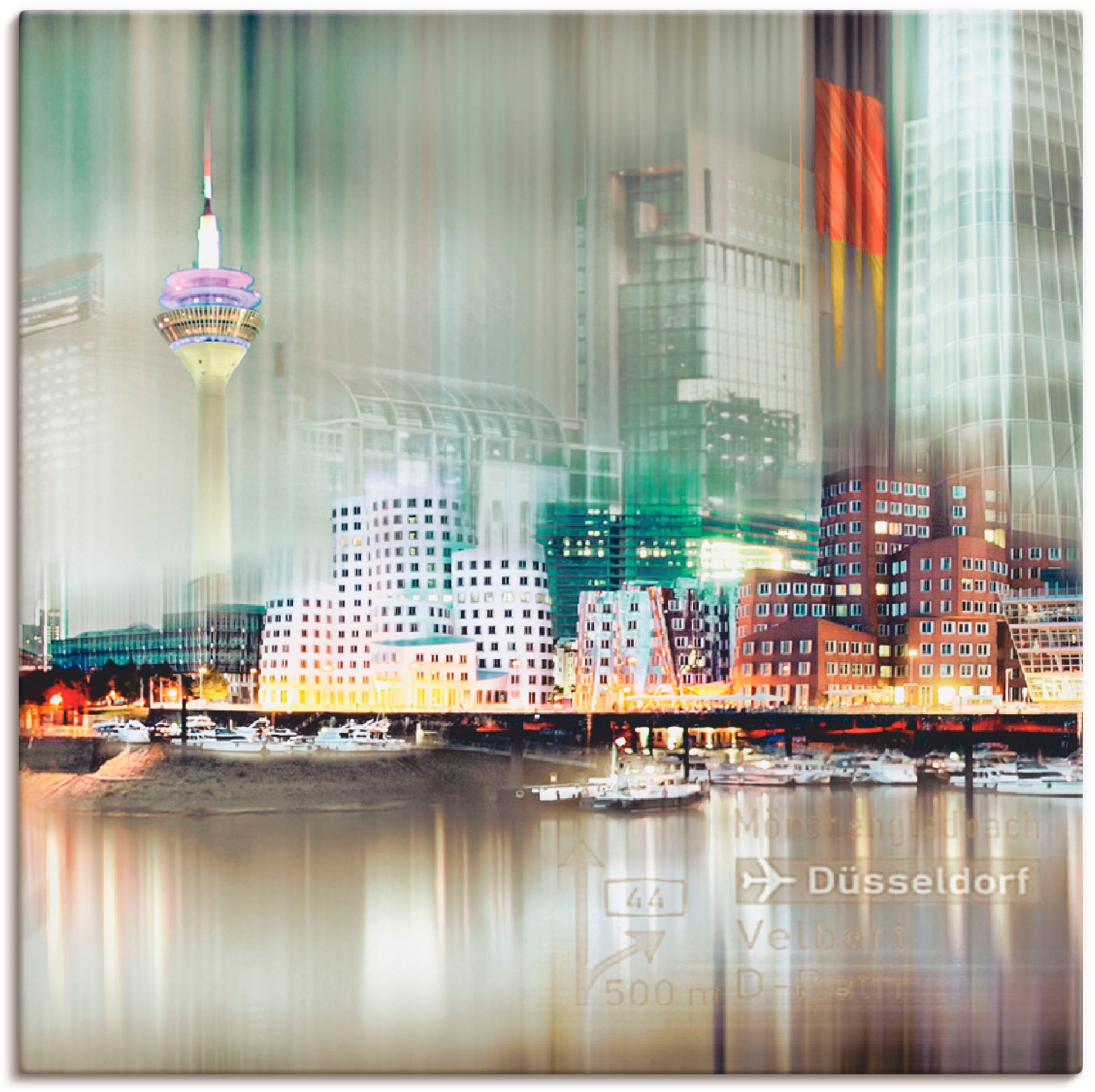 Artland Leinwandbild »Düsseldorf Skyline Collage V«, Deutschland, (1 St.), auf Keilrahmen gespannt