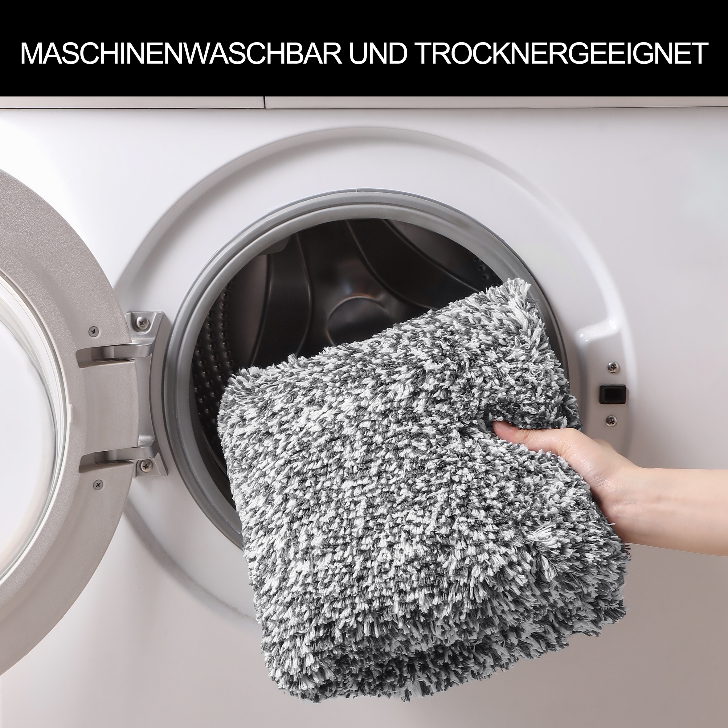 my home Badematte »Vanessa meliert, Badvorleger, Badezimmer Teppich, Duschvorleger«, rutschhemmend beschichtet, strapazierfähig, Badteppich, weiche Haptik, unifarben