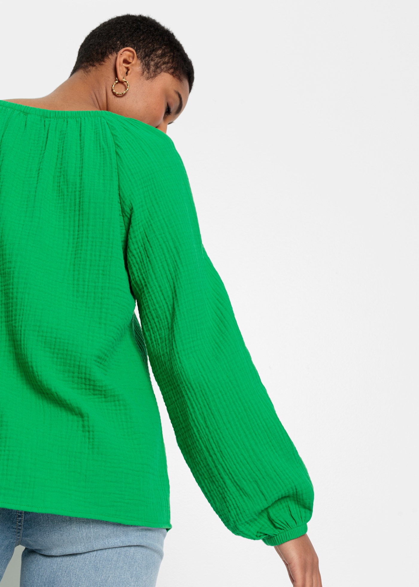 bonprix Langarmbluse »Musselin-Bluse aus Baumwolle« Musselin-Bluse aus Baumwolle