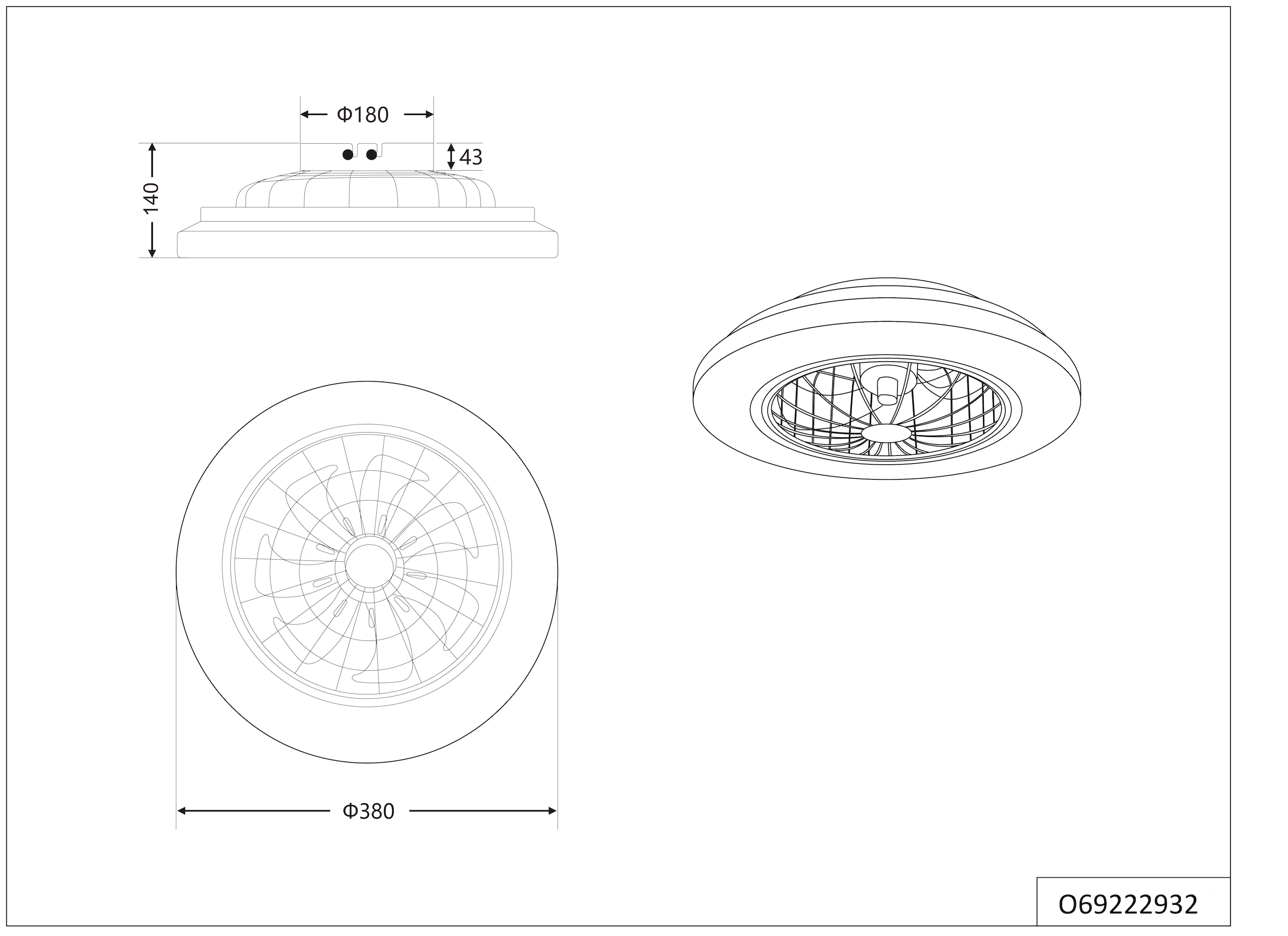 Hanseatic LED Deckenleuchte »DLVO69222RS, Deckenventilator mit Licht Ø 38cm, inkl Fernbedienung« LED-Board 1 Stk. Farbwechsler | warmweiß - kaltweiß Ventilator mit 5 Stufen, Vor- & Rücklauf, LED mit CCT Timer Nachtlicht