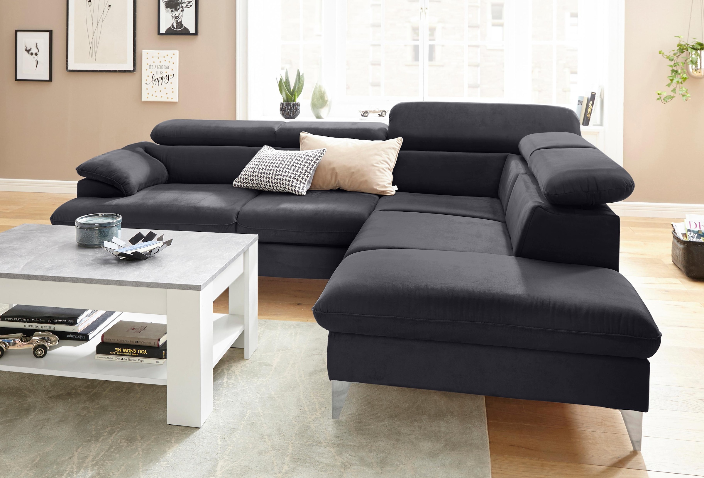 COTTA Ecksofa »Caluso L-Form«, mit Kopfteilverstellung, wahlweise mit Bettfunktion & Bettkasten