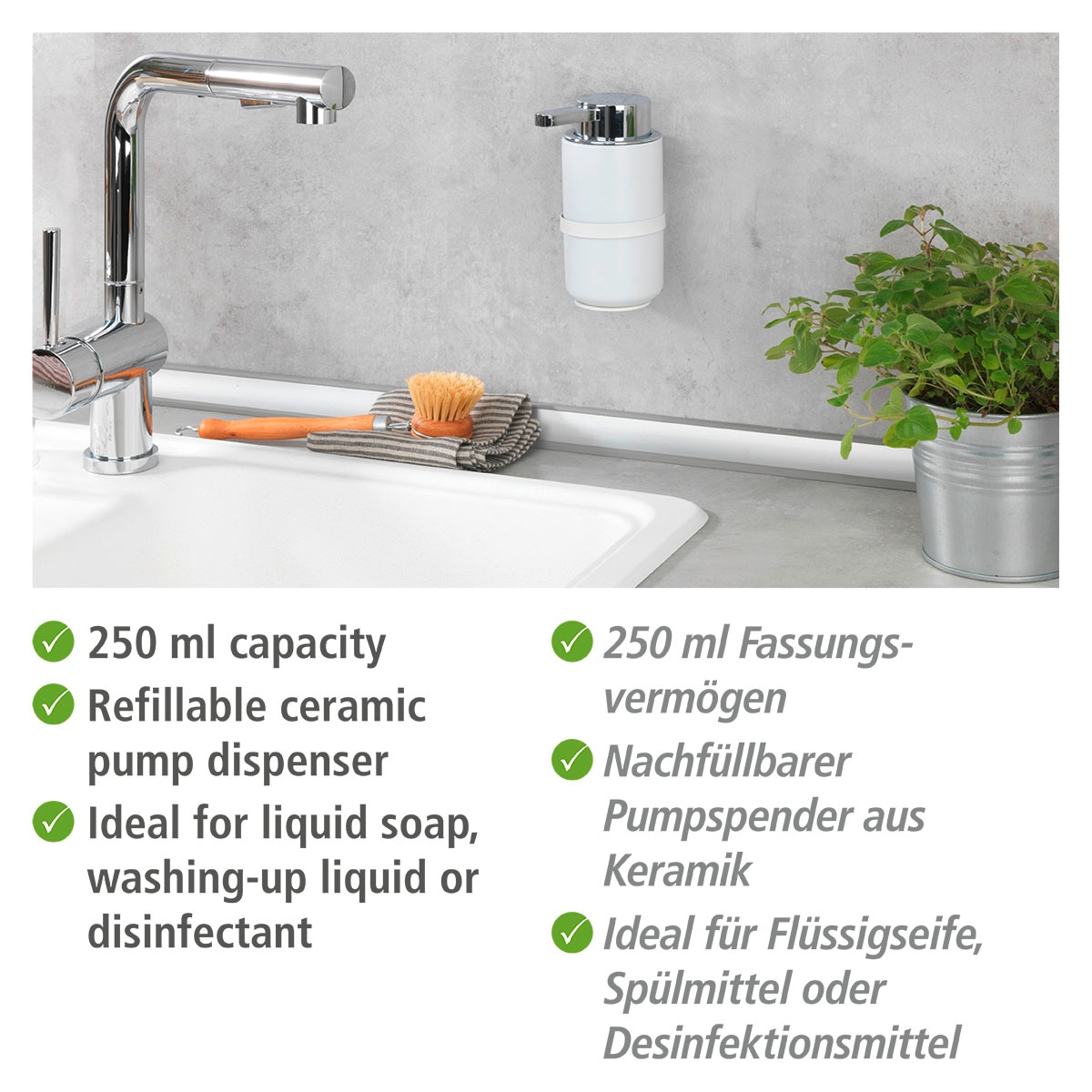 WENKO Seifenspender »Woya« Weiß, Keramik, 250 ml