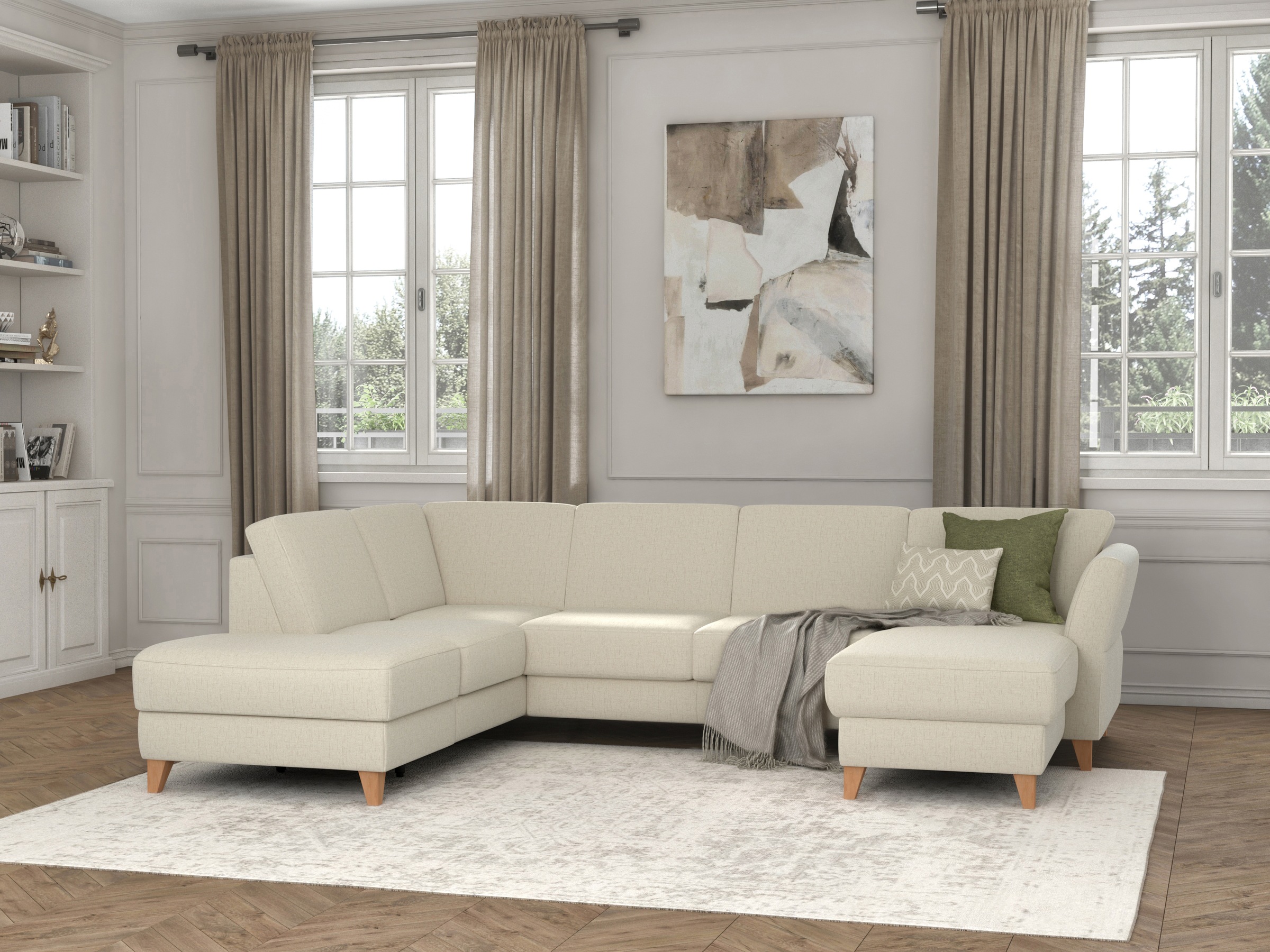 sit&more Wohnlandschaft »Visby U-Form«, wahlweise mit Bettfunktion und Stauraum, frei im Raum stellbar