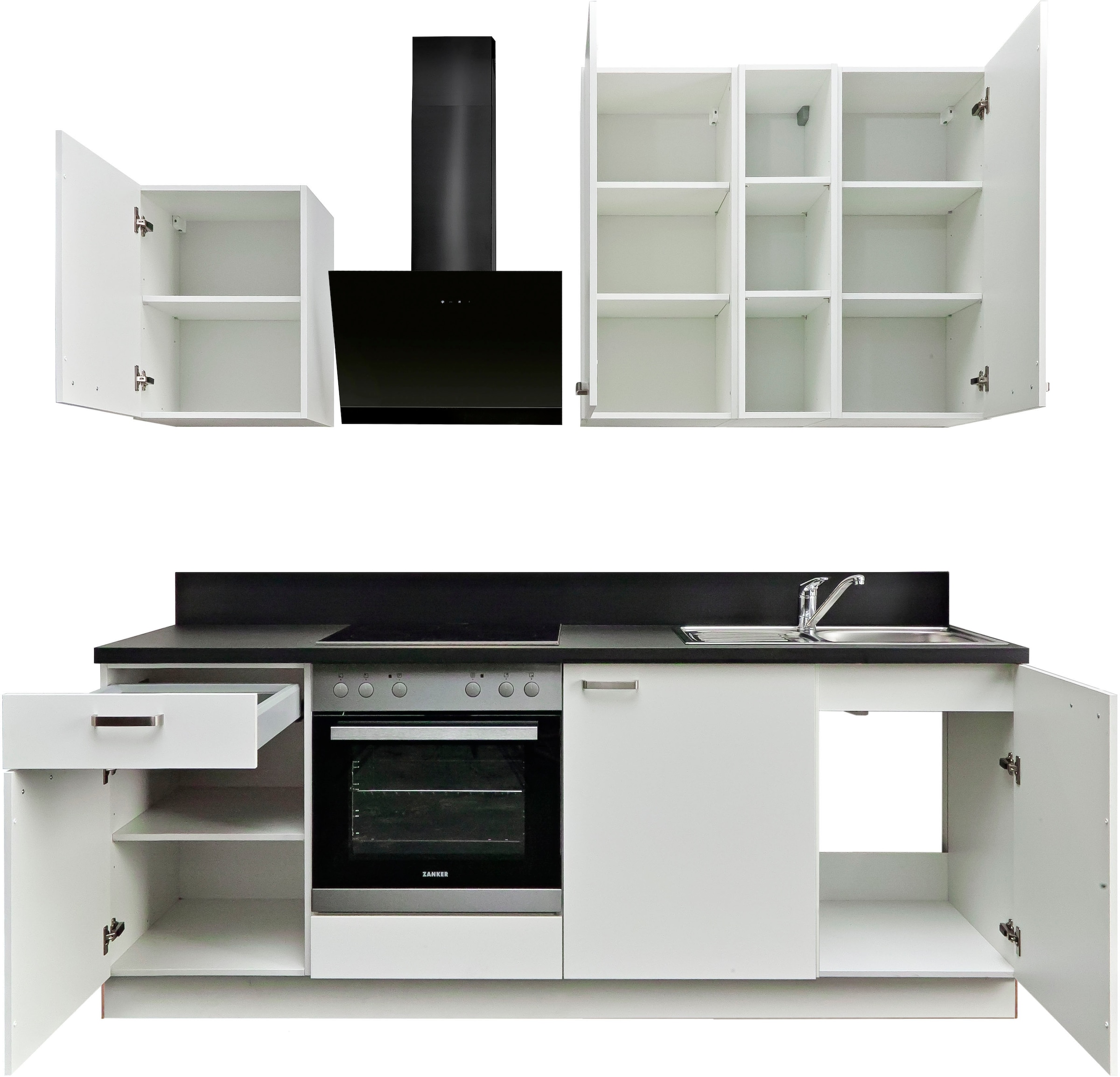 KOCHSTATION Küchenzeile »"KS-Bari"«, mit Soft-Close-Funktion und Vollauszug, vormontiert, Breite 220 cm, mit E-Geräten