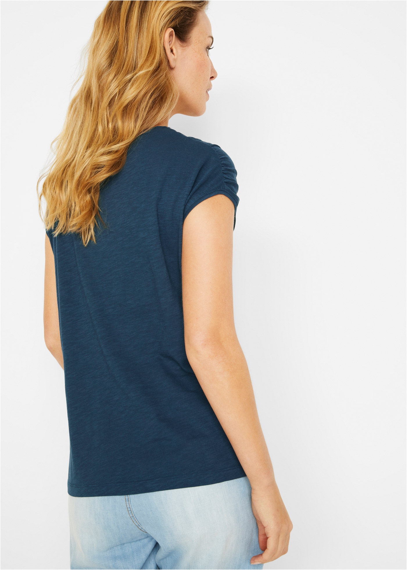 bonprix T-Shirt gerade Passform, überschnittene Schultern, mit Rundhalsausschnitt