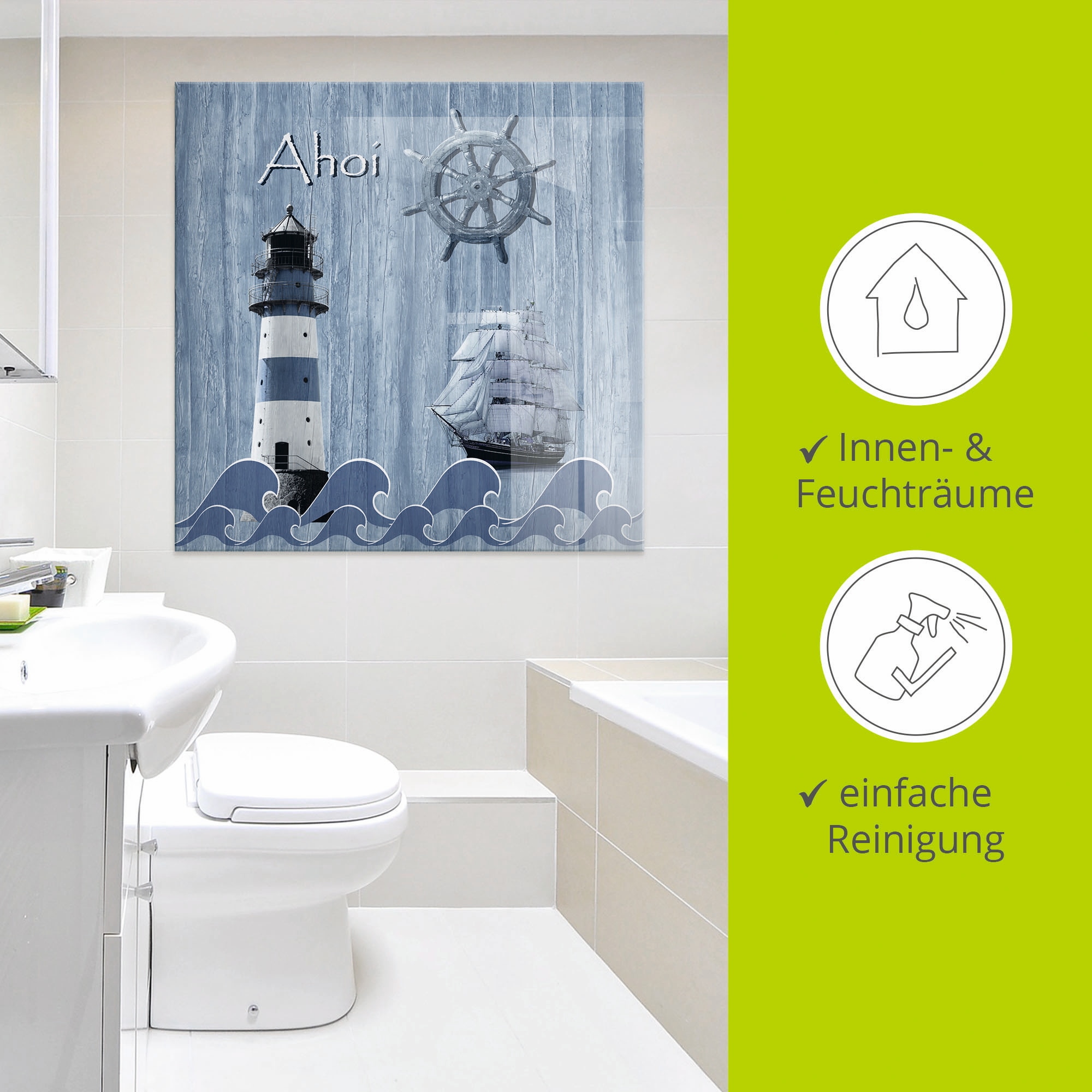 Artland Glasbild »Ahoi im maritimen Blau« Küste 1 Stk. tlg. in verschiedenen Größen