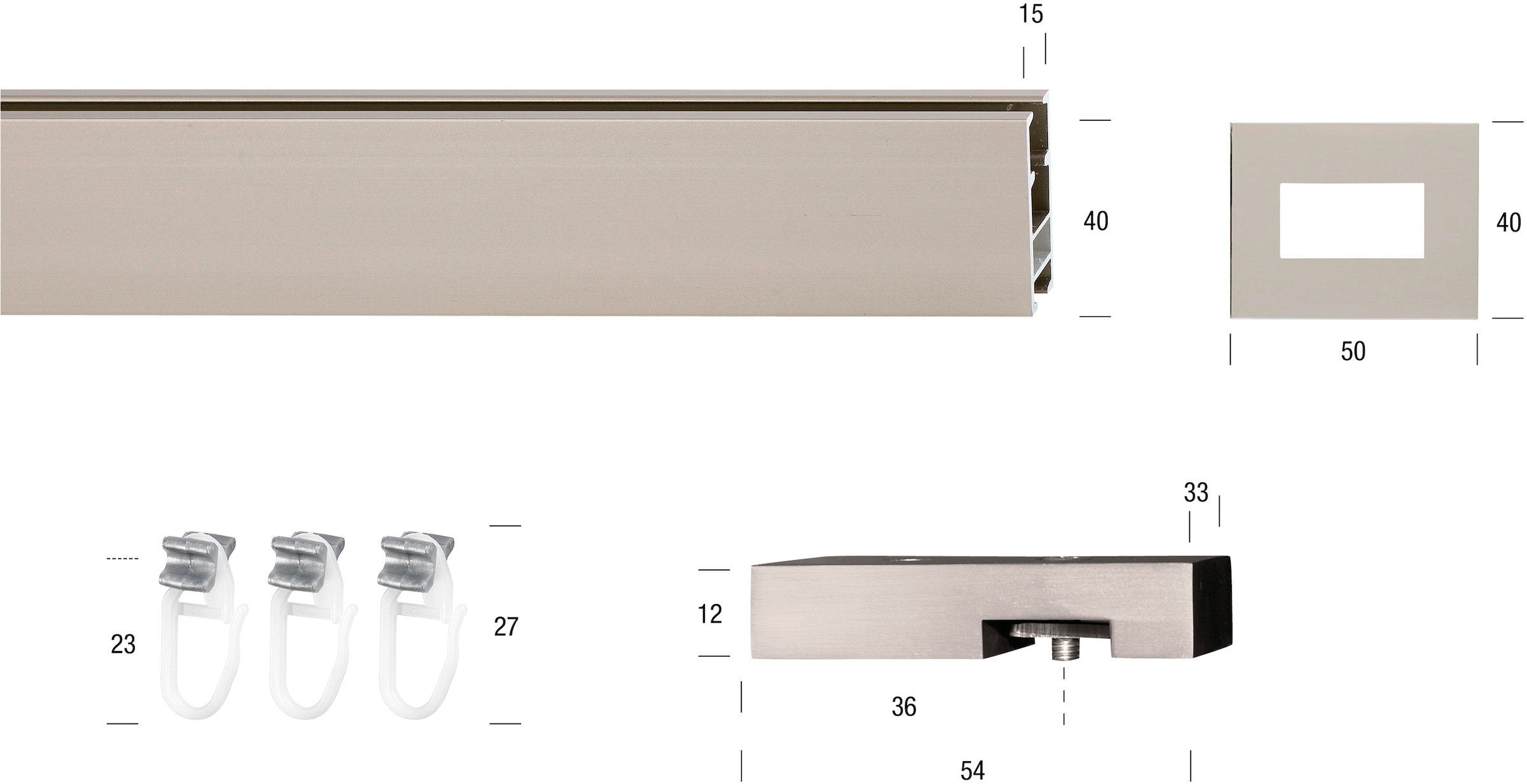 GARESA Gardinenstange »FLAT«, 1 läufig-läufig, Wunschmaßlänge, Rechteckprofil, Deckenmontage, perfekter Lauf, modern, verlängerbar