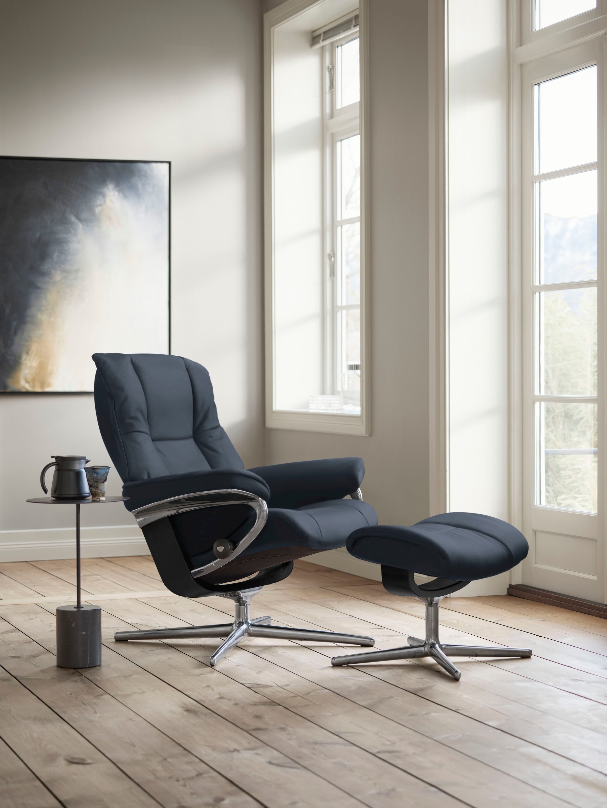 Stressless® »Mayfair« Set, Relaxsessel mit Hocker,  mit Hocker, mit Cross Base, Größe S, M & L, Holzakzent Schwarz