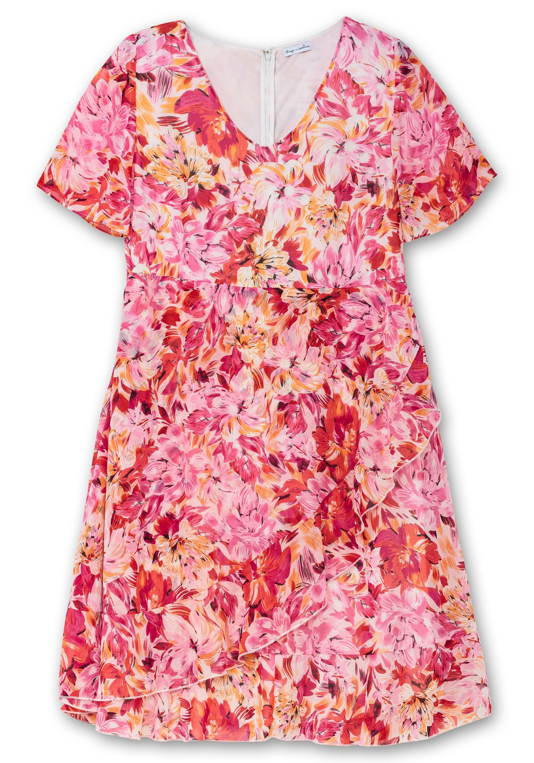 Sheego Chiffonkleid »Chiffonkleid mit Blumendruck und Flügelärmeln«