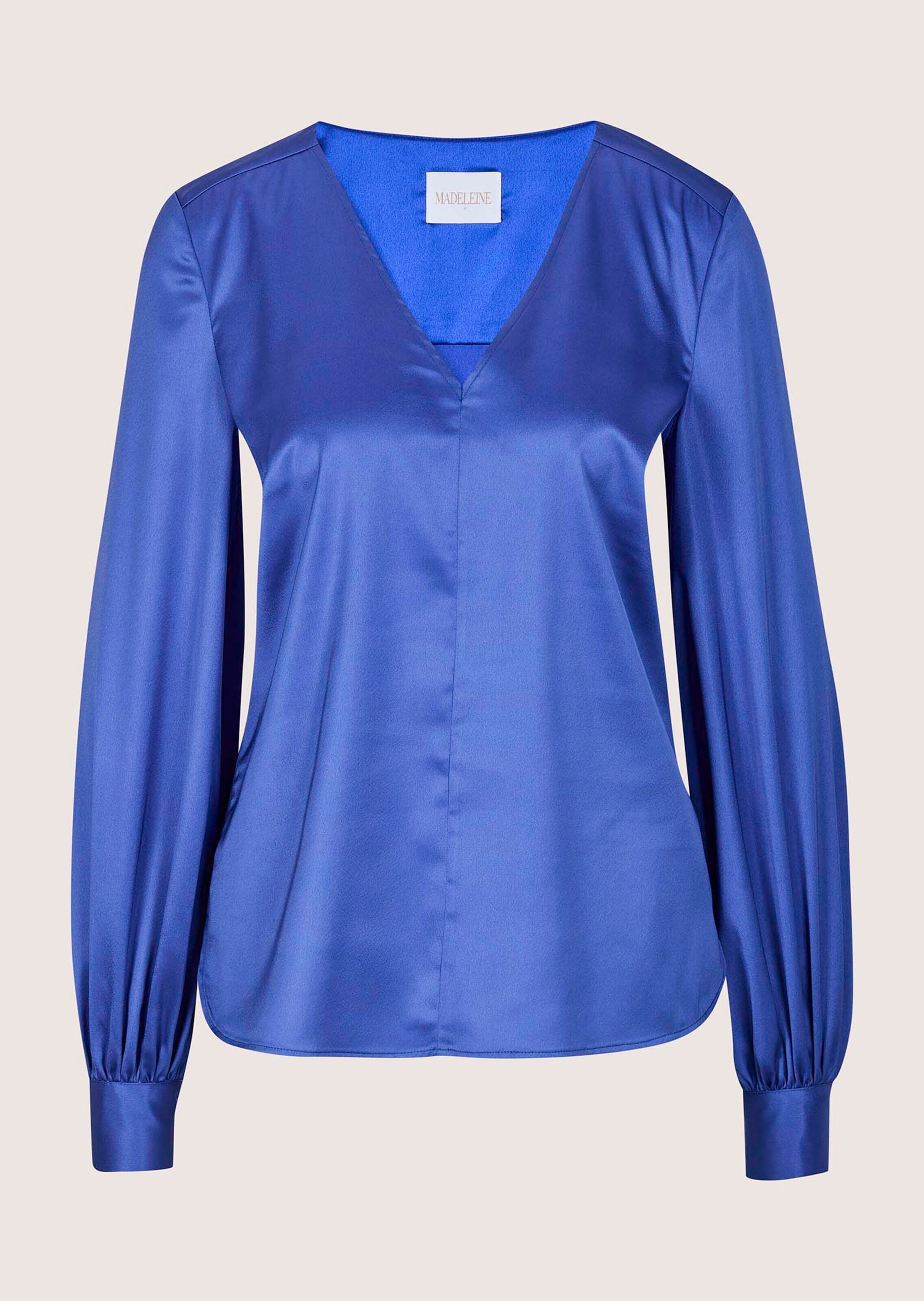 MADELEINE Langarmbluse »Satinbluse Blusenshirt mit schimmerndem Glanz« Markante Mittelnaht