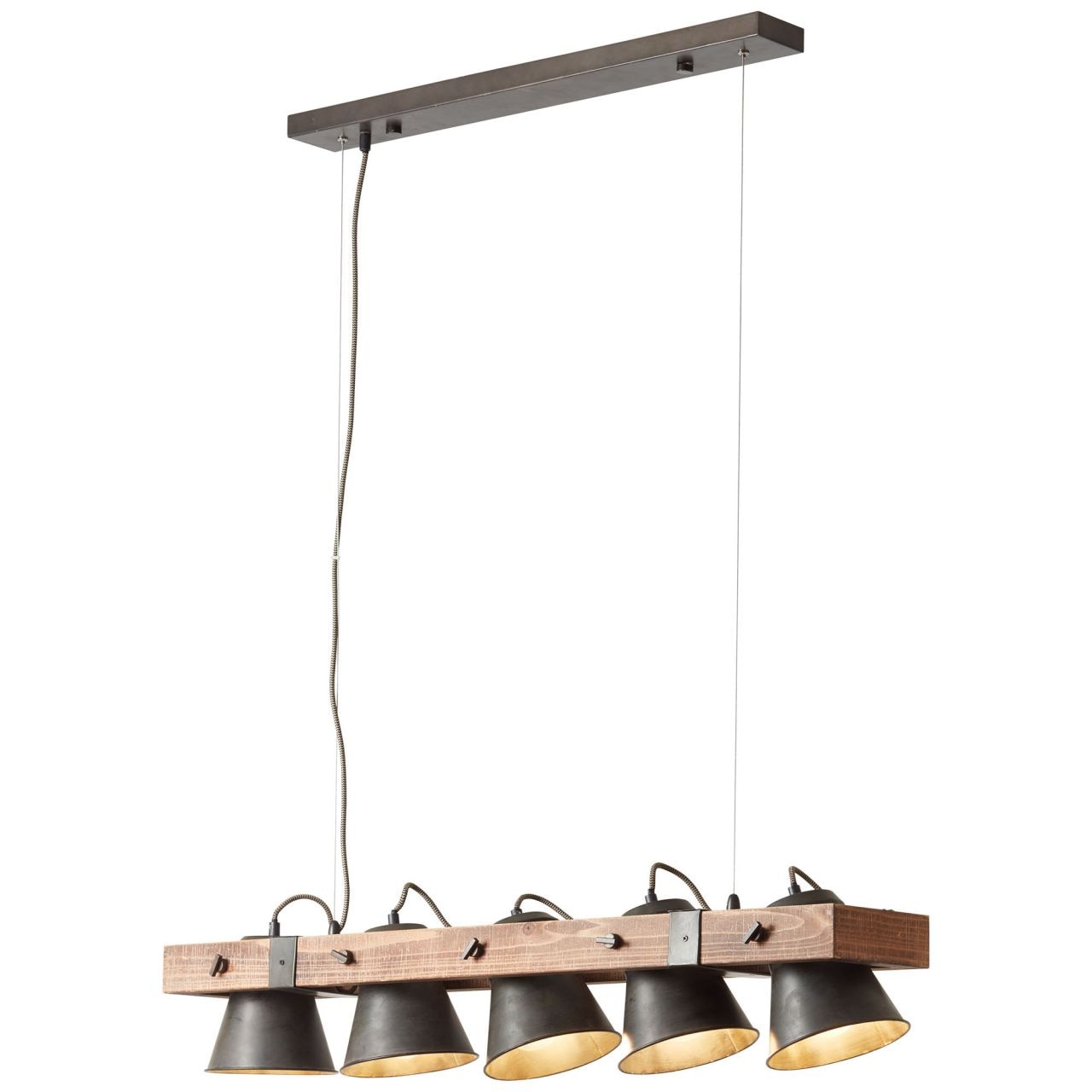 Brilliant Pendelleuchte »Plow«, 5 flammig, Leuchtmittel E27 | ohne Leuchtmittel, Hängelampe 5flg, schwenkbar, stahl/holz