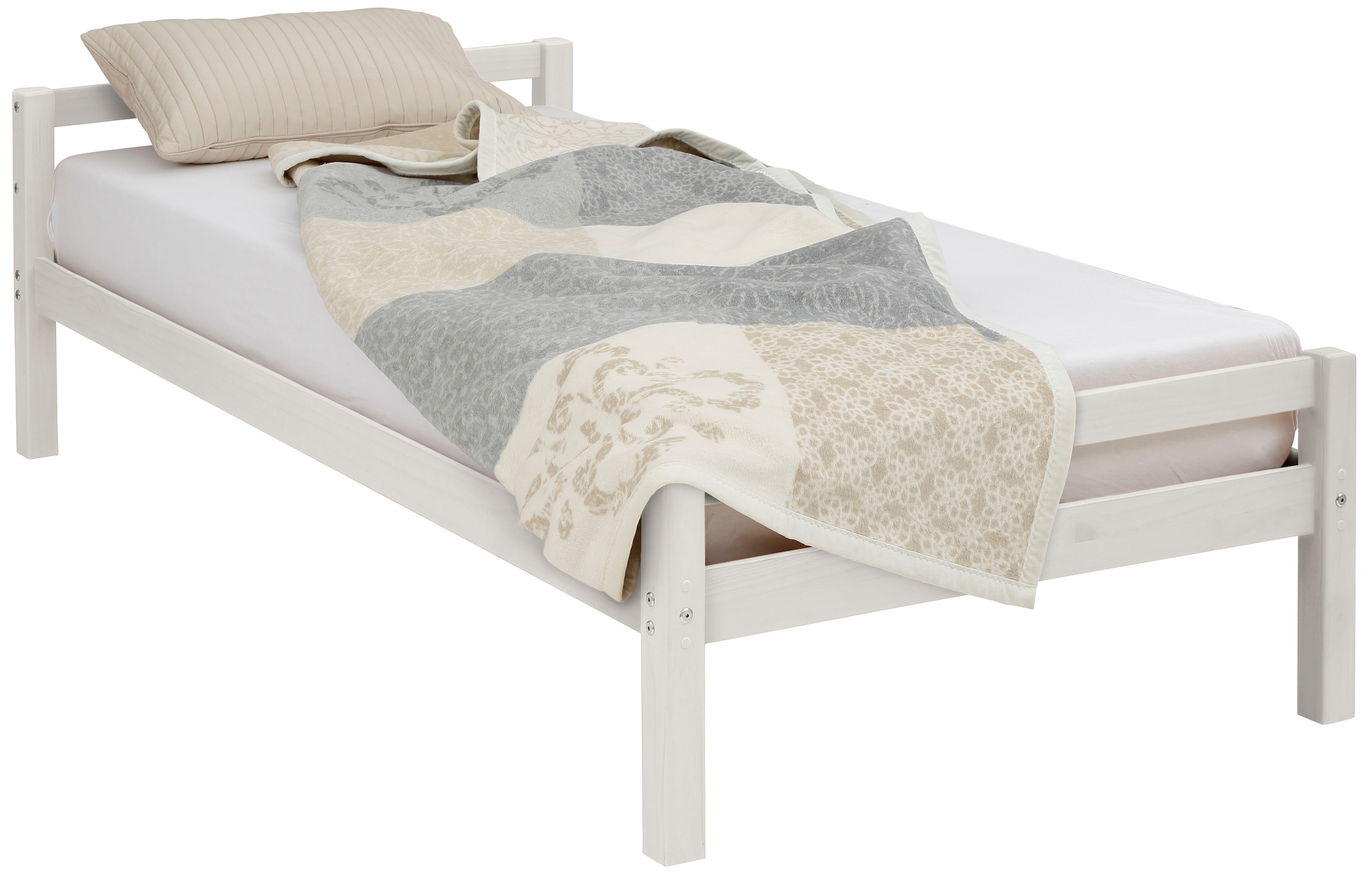 Lüttenhütt Kinderbett »Alpi«, Einzelbett aus schönem Kiefernholz, Lattenrost, Liegefläche 90x200 cm