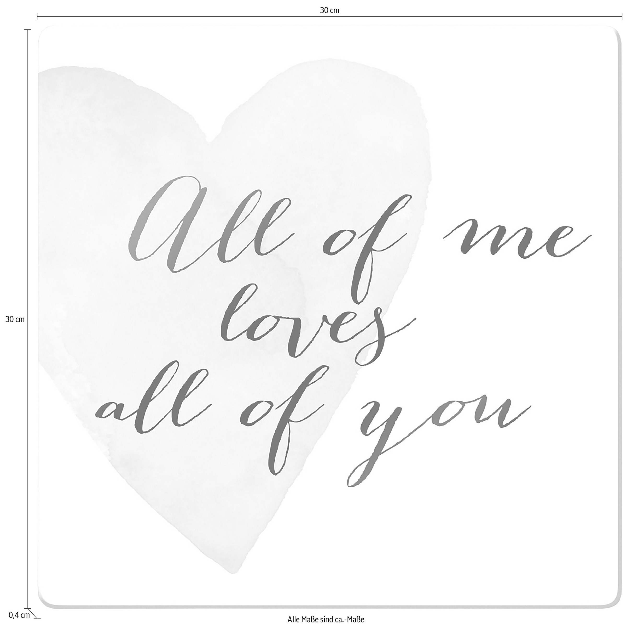 Wall-Art Glasbild »Confetti & Cream All of me loves all of you«, Abstrakt, Glasposter modern