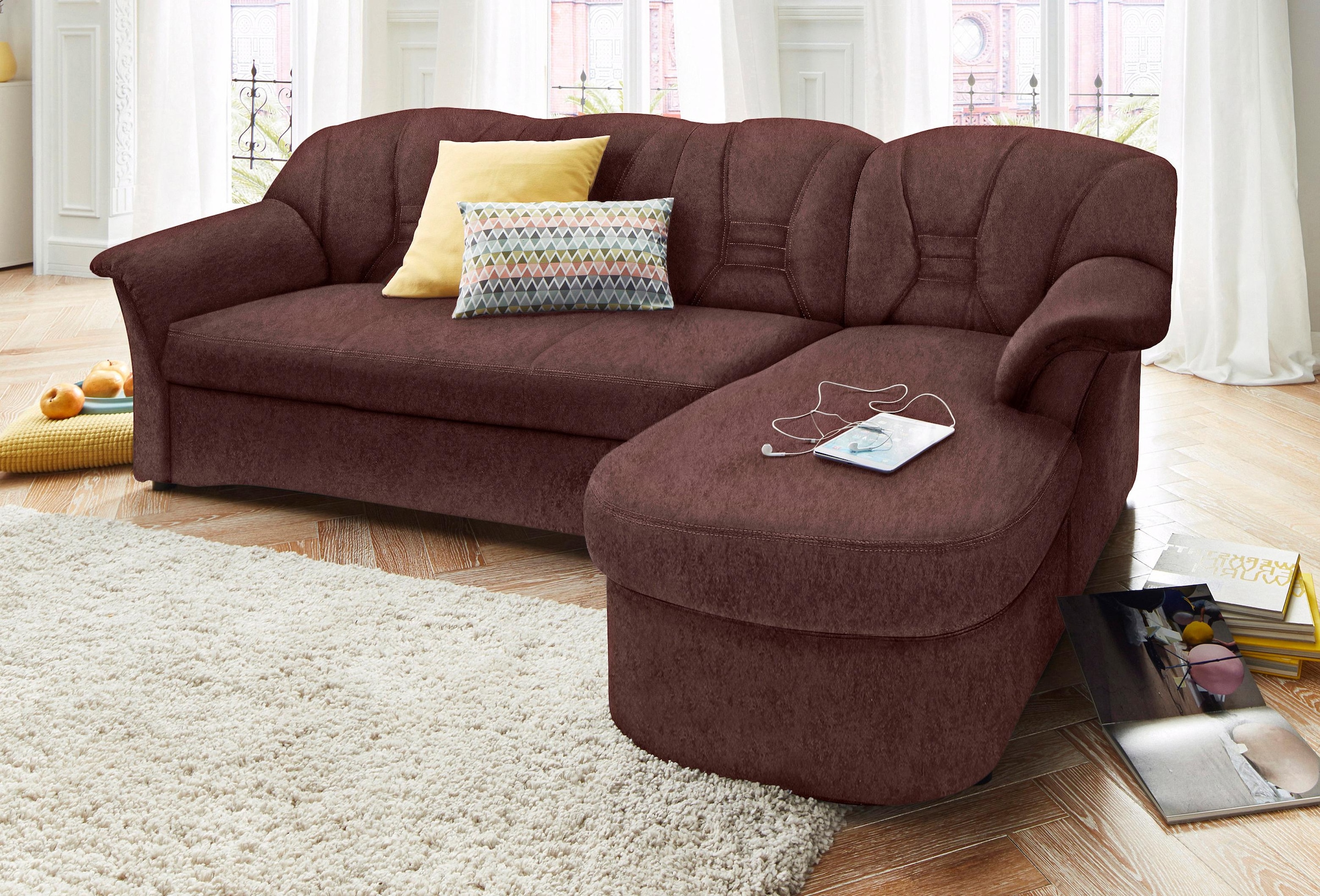 DOMO collection Ecksofa »Elva L-Form«, wahlweise mit Bettfunktion und Federkern