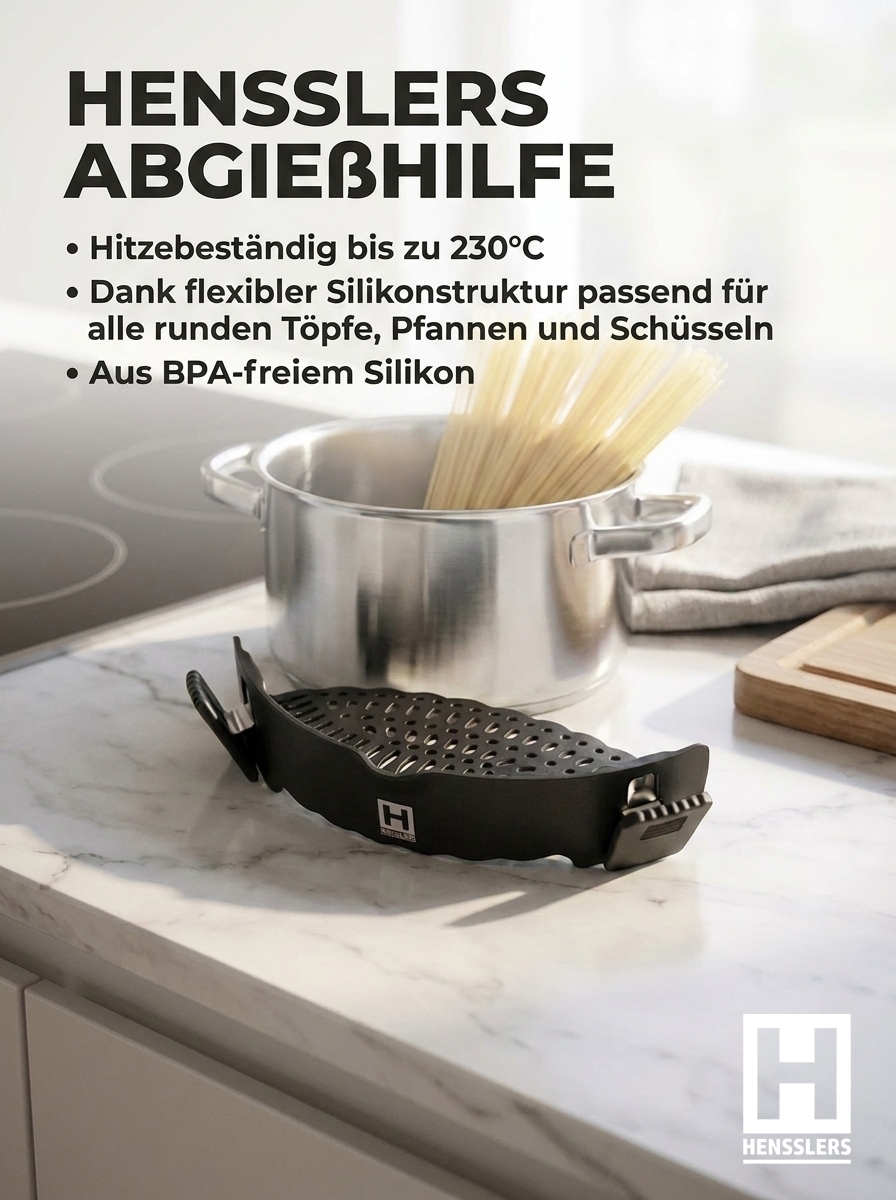 HENSSLERS Kochtopf »HENSSLERS Topf-Set - inkl. HENSSLERS Abgießhilfe« Set, 3 tlg. Edelstahl