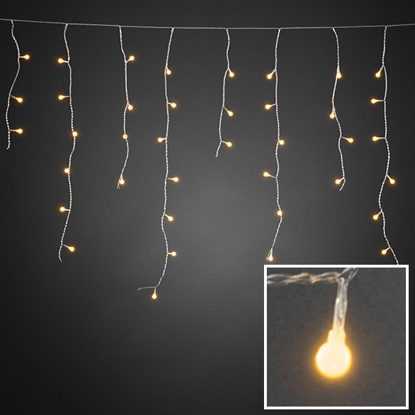 KONSTSMIDE LED-Lichtervorhang »Weihnachtsdeko aussen«, 400 St.-flammig, LED Eisregenvorhang, mit weißen Globes, 400 bernsteinfarbene Dioden