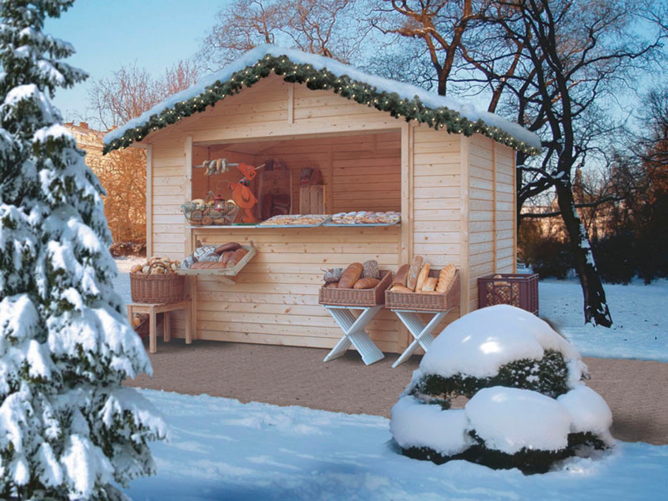 Karibu Gartenhaus »Verkaufshaus 2 naturbelassen« aus hochwertiger nordischer Fichte