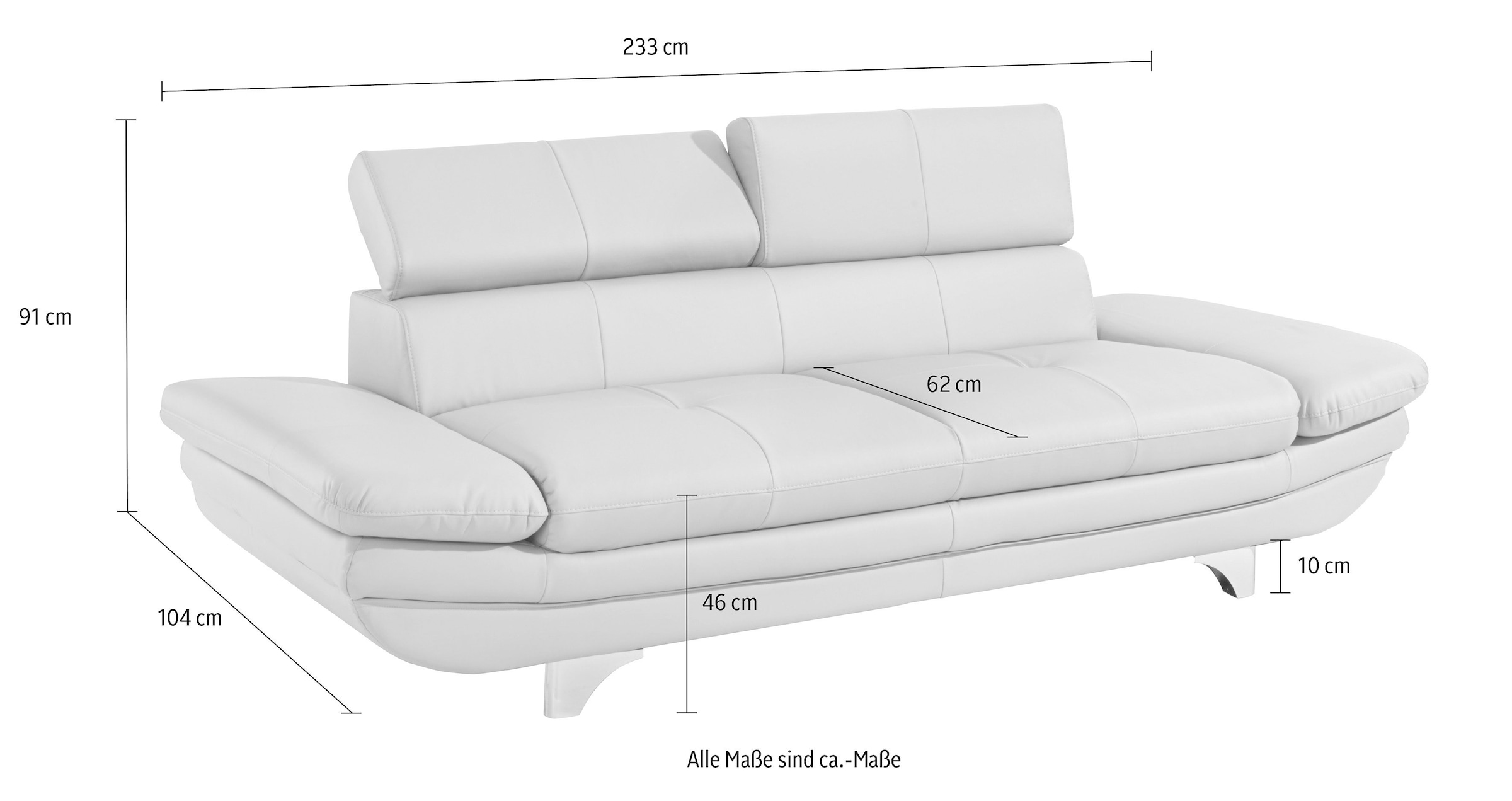 COTTA 3-Sitzer »Enterprise«, Big-Sofa, mit Armteilverstellung & Kopfteilverstellung