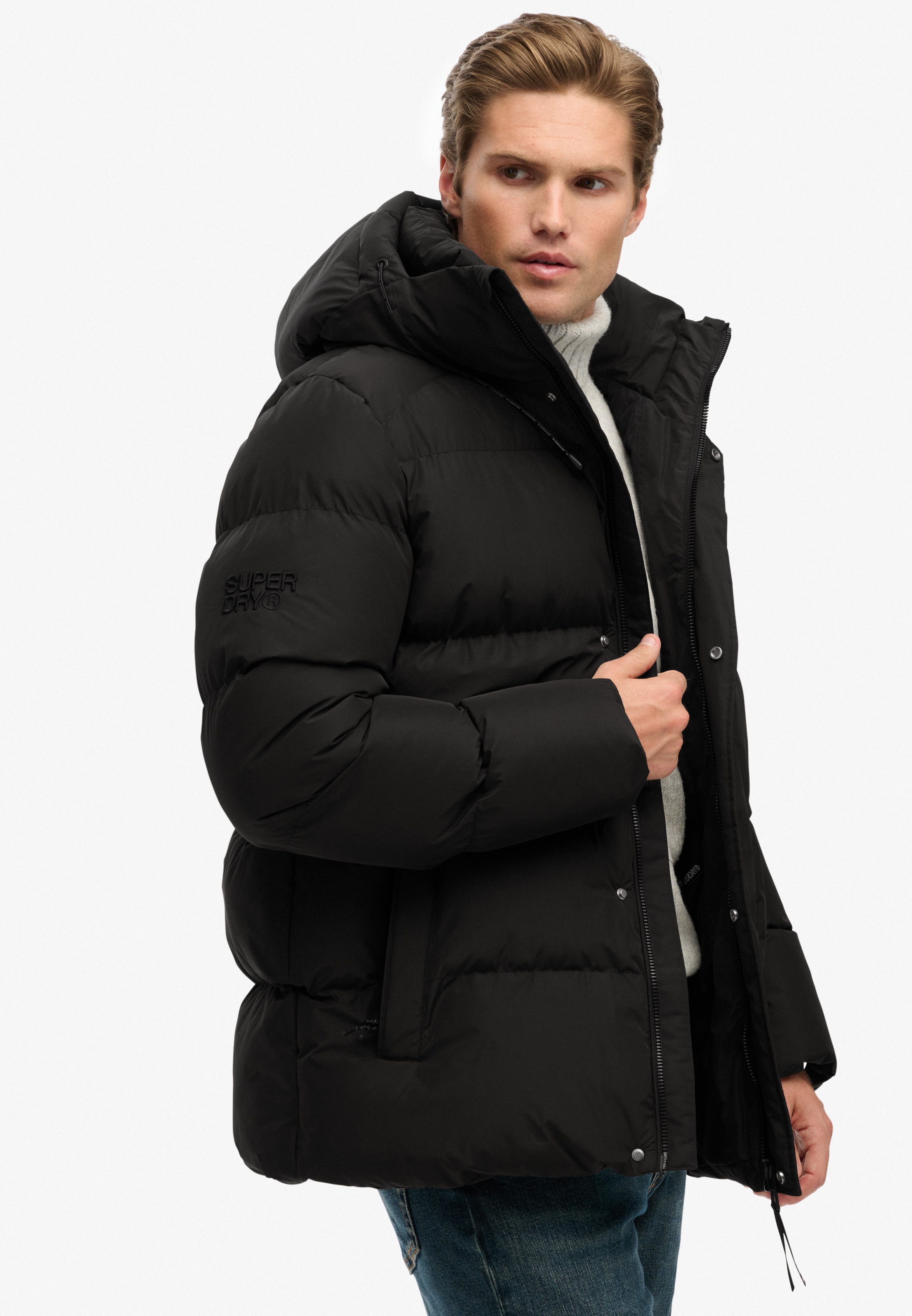 Superdry Steppjacke »HOODED 5 BAFFLE SPORTS PUFFER« mit Kapuze Kunstfaser, relaxed fit