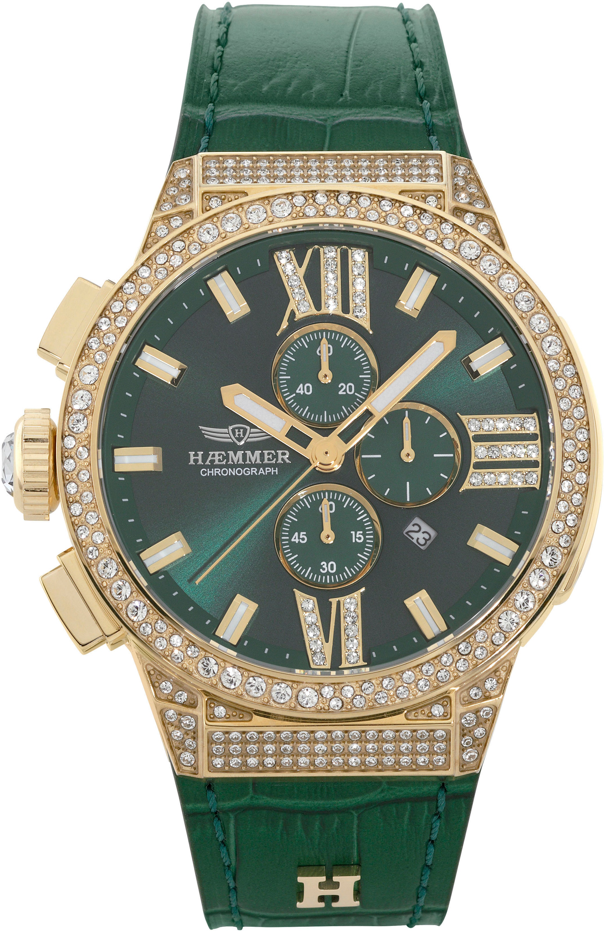 HAEMMER GERMANY Chronograph »EMINENT«, Quarzuhr, Damenuhr, Datum, Stoppfunktion, Saphirglas, Lederarmband