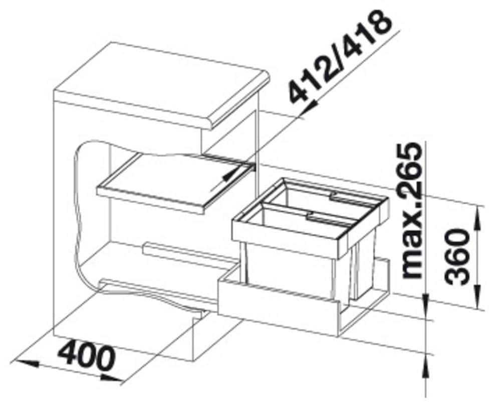 Blanco Mülltrennsystem »Flexon II 45/2« 2 Behälter Kunststoff, Stahlblech, 450 mm Untermass