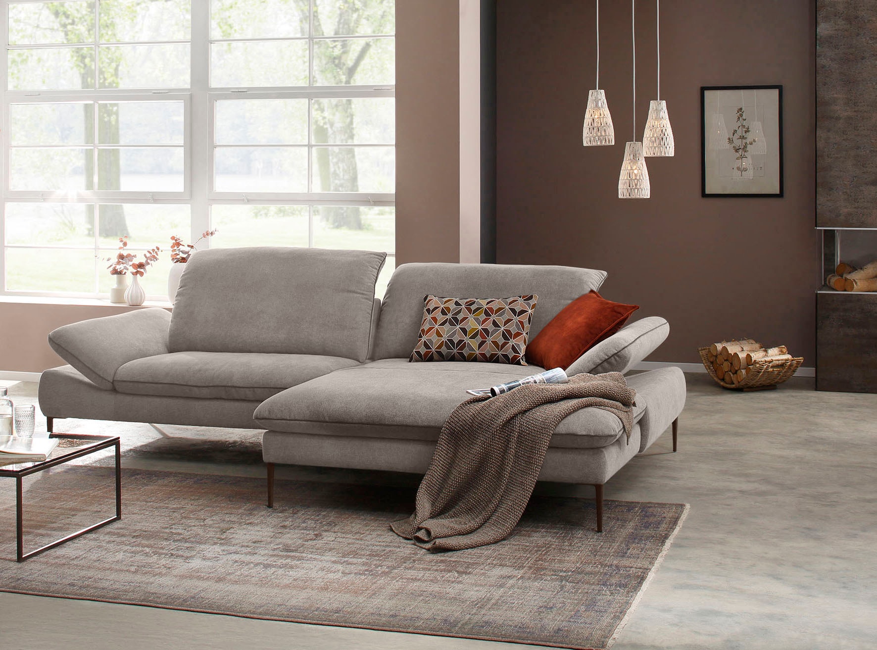 W.SCHILLIG Ecksofa »enjoy&MORE, Designsofa, elegant und bequem, L-Form« Sitztiefenverstellung, Füße bronze pulverbeschichtet, Breite 294 cm