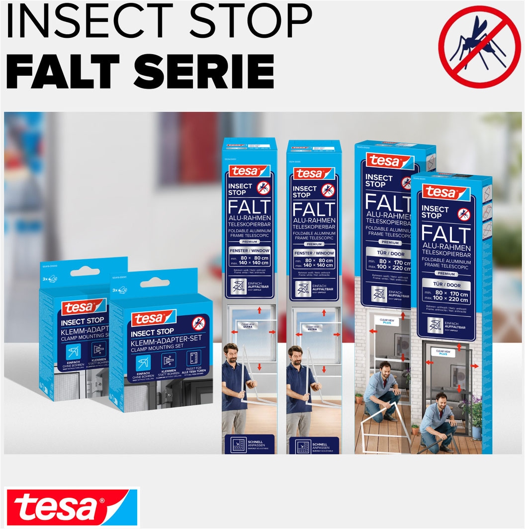 tesa Insektenschutz-Tür »Klemm-Adapter-Set - Tür-Klemme, Montage KIT« Packung, Adapter für FALT Fenster-türen, 3 Stk. tlg. INSECT STOP einfache Montage, ohne Bohren oder Schrauben