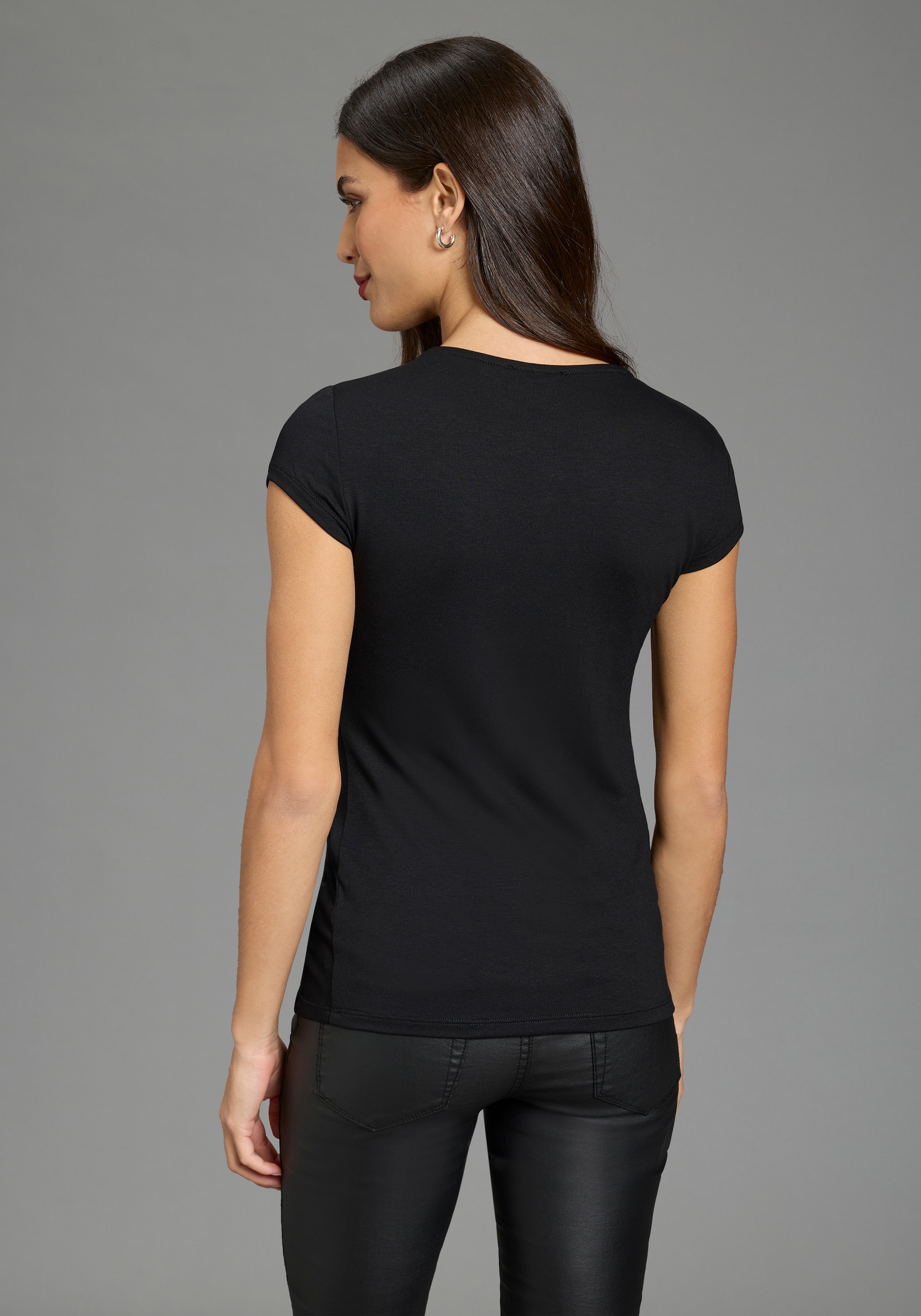 Melrose T-Shirt Kurzarm,  sehr figurbetonte Passform,  Rundhalsausschnitt