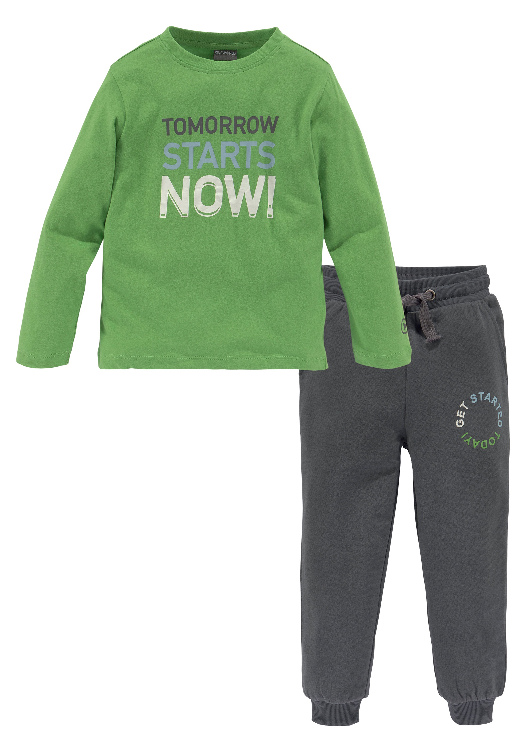 KIDSWORLD Shirt & NOW«, »TOMORROW tlg., Hose STARTS Jogginghose), 2 (Set, LA-Shirt ♕ Spruch bei 