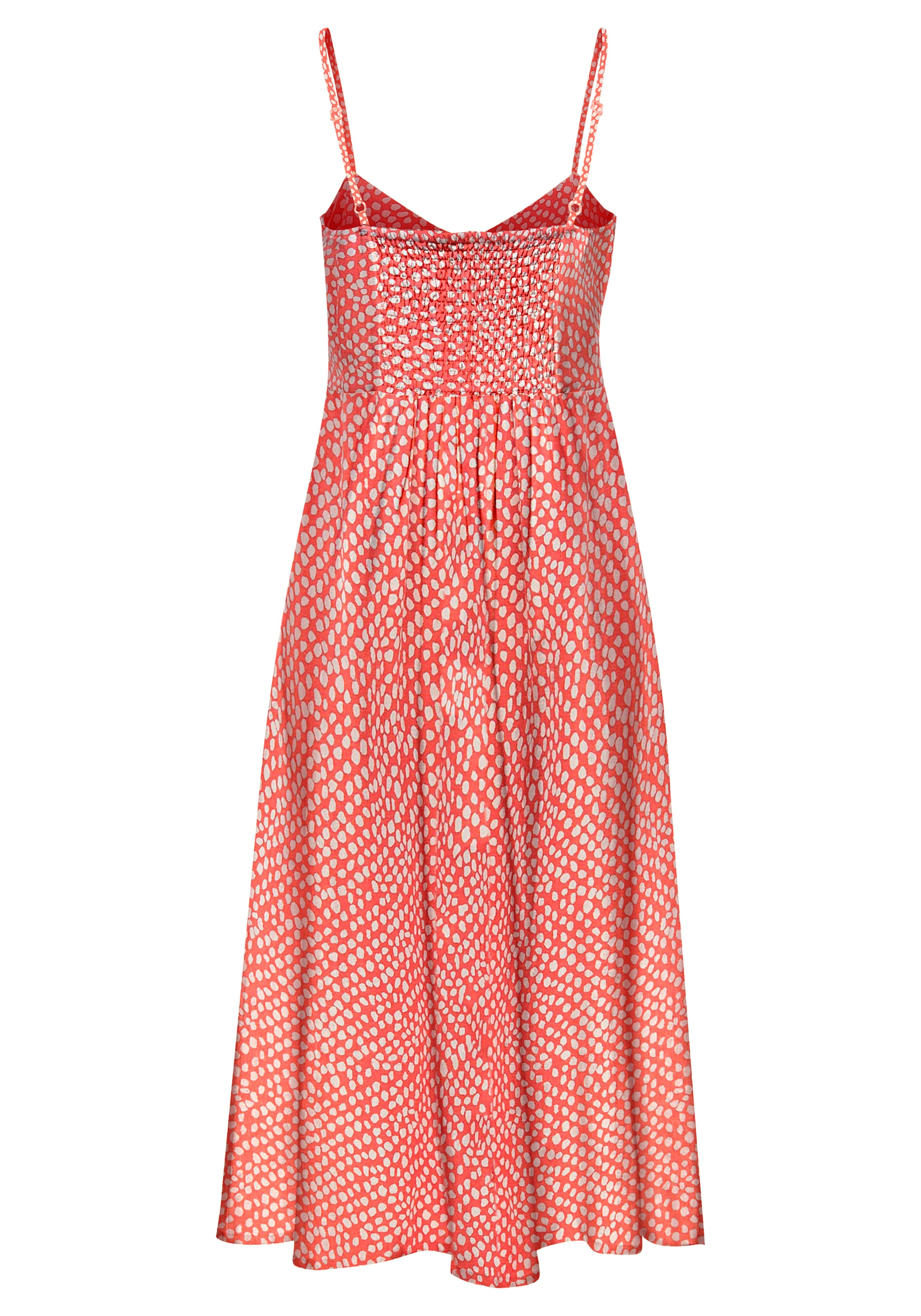 LASCANA Sommerkleid, aus Leinenmix, Midikleid, Strandkleid, Druckkleid